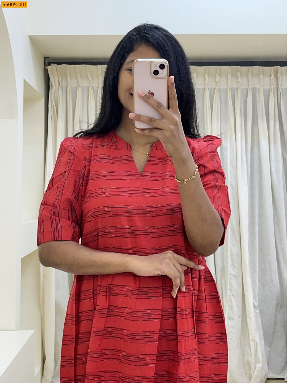 Red Ikkat Soft Pure Cotton Kurti Red Ikkat Soft Pure Cotton Kurti