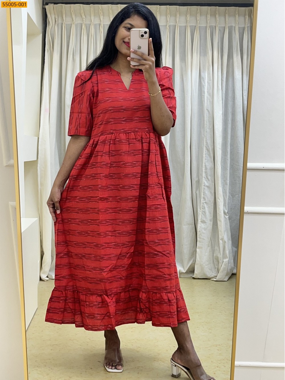 Red Ikkat Soft Pure Cotton Kurti Red Ikkat Soft Pure Cotton Kurti