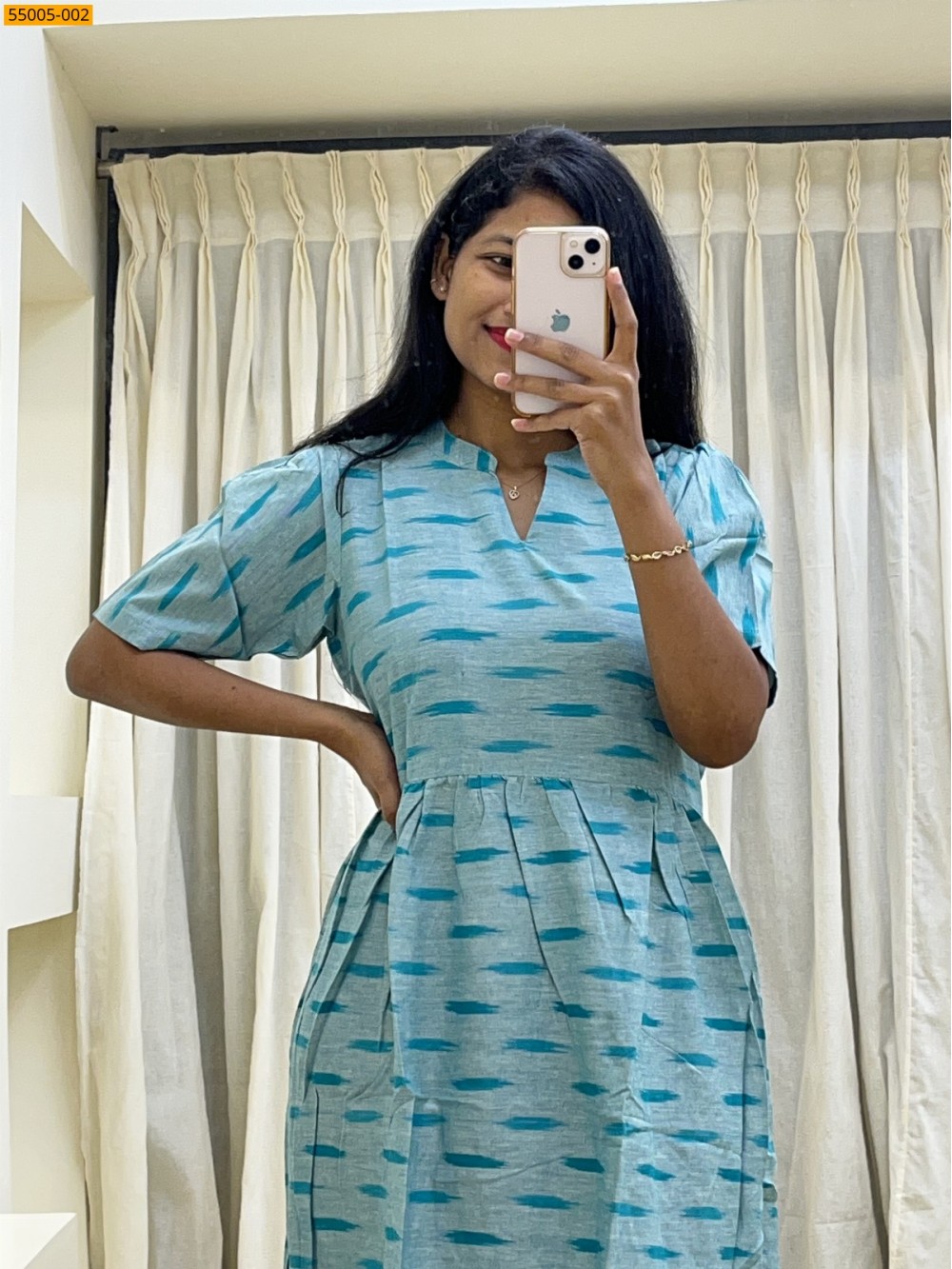 Blue Ikkat Soft Pure Cotton Kurti Blue Ikkat Soft Pure Cotton Kurti