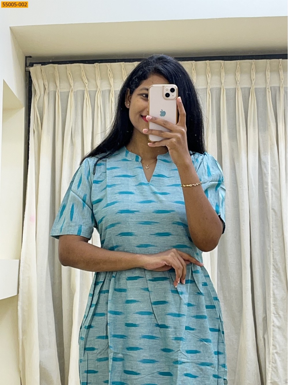 Blue Ikkat Soft Pure Cotton Kurti Blue Ikkat Soft Pure Cotton Kurti