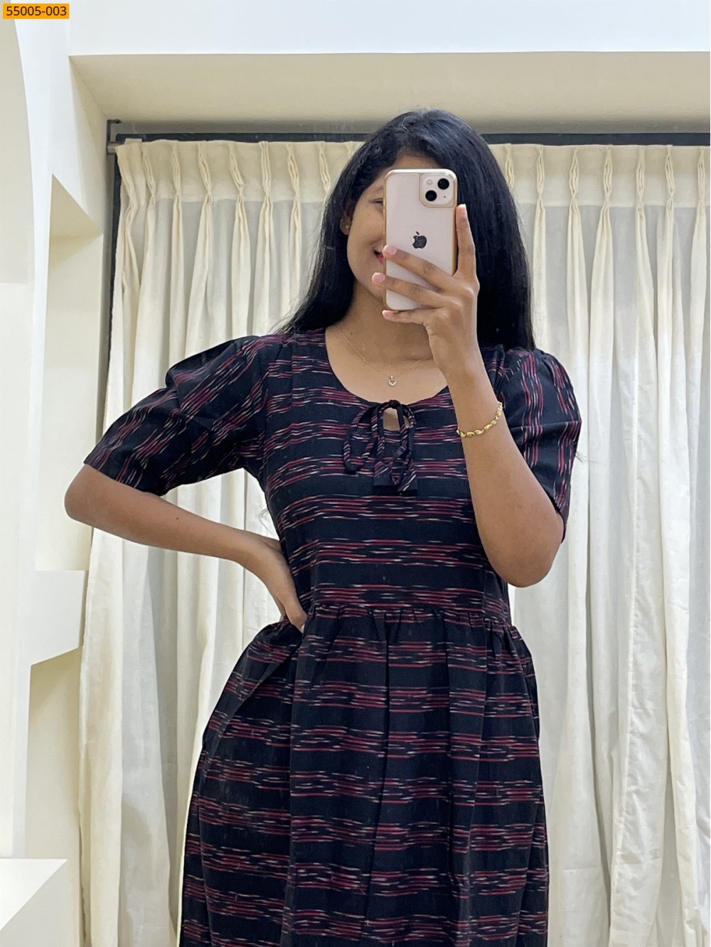 Black Ikkat Soft Pure Cotton Kurti Black Ikkat Soft Pure Cotton Kurti