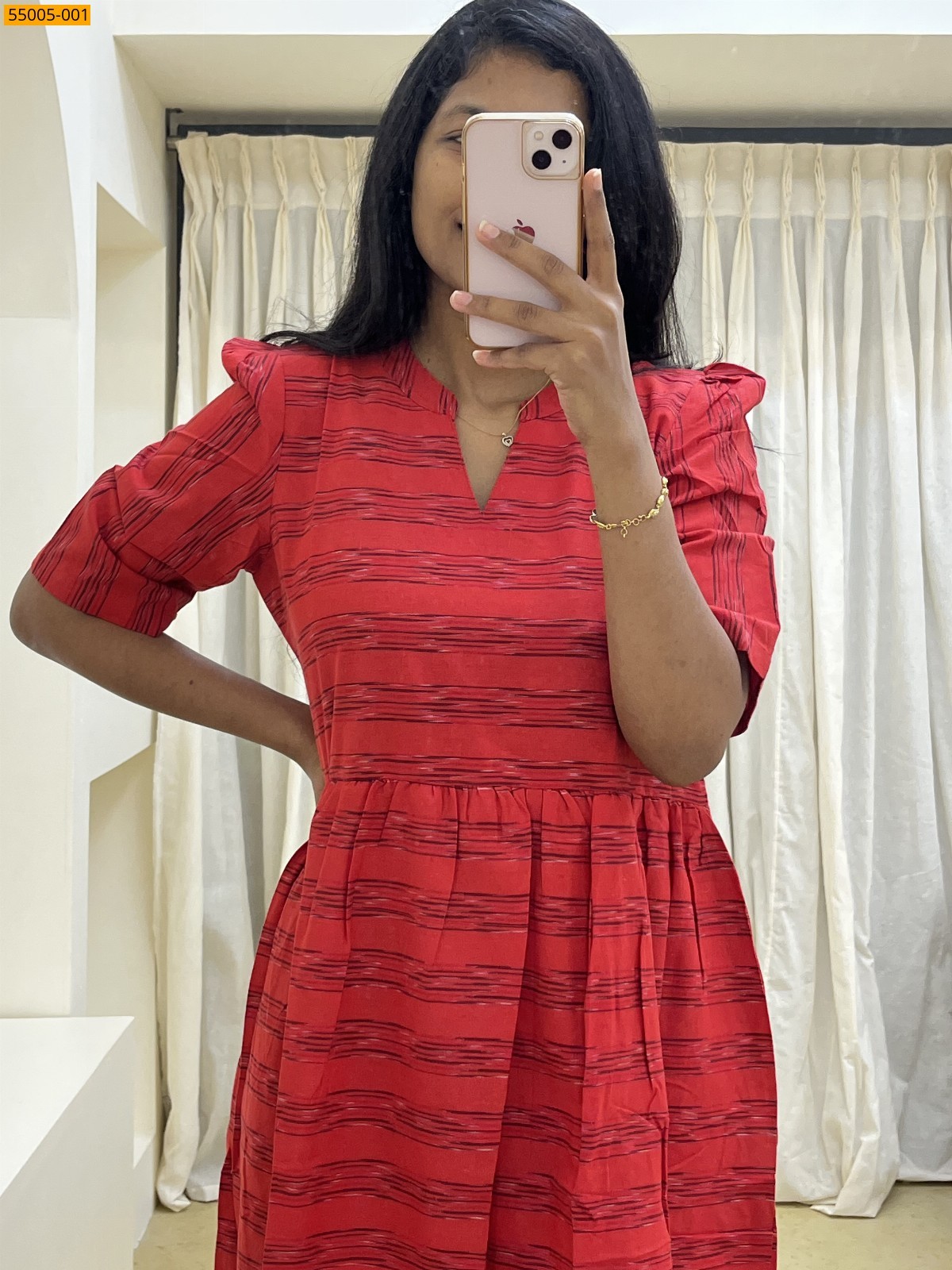 Red Ikkat Soft Pure Cotton Kurti