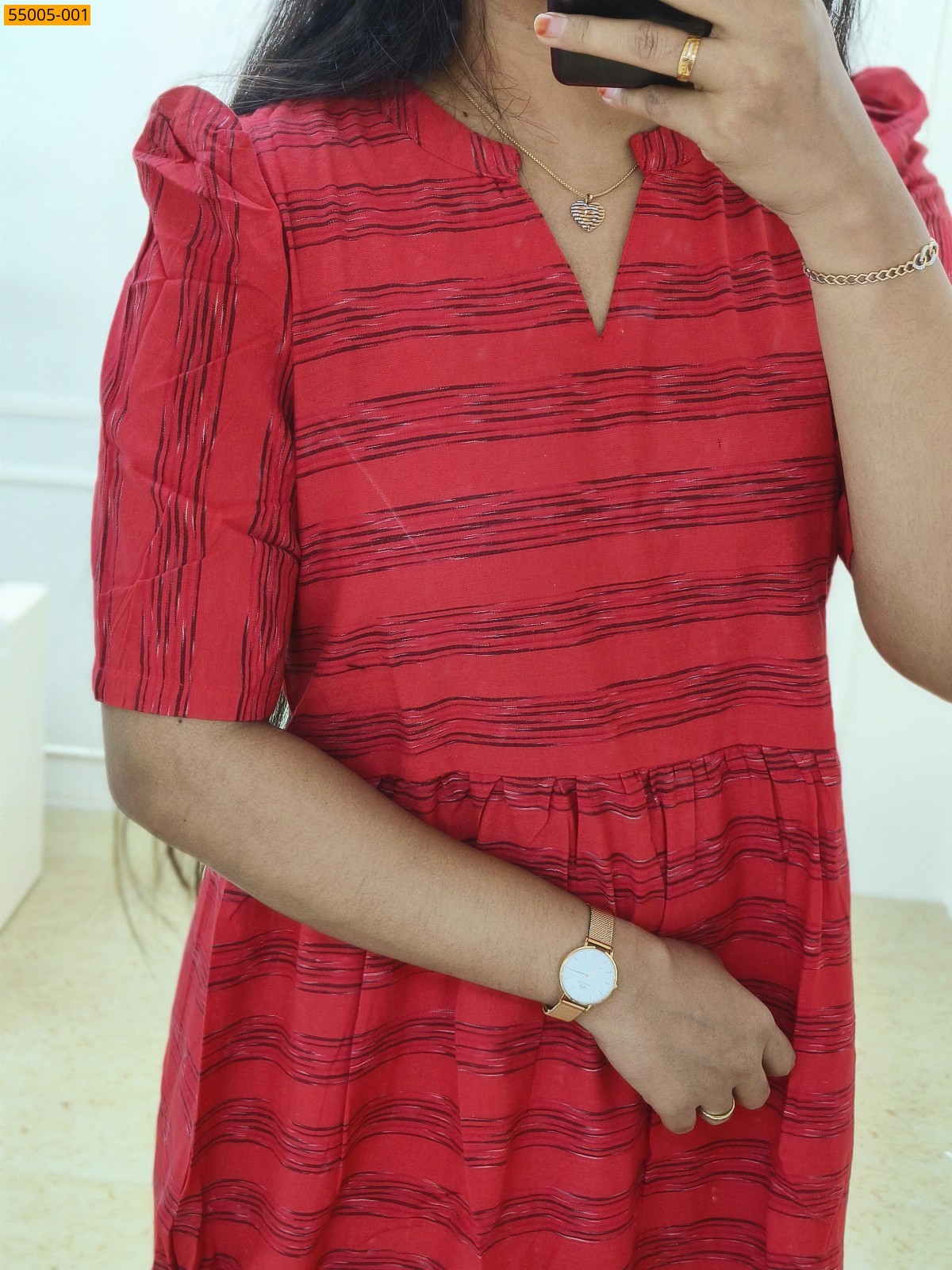 Red Ikkat Soft Pure Cotton Kurti