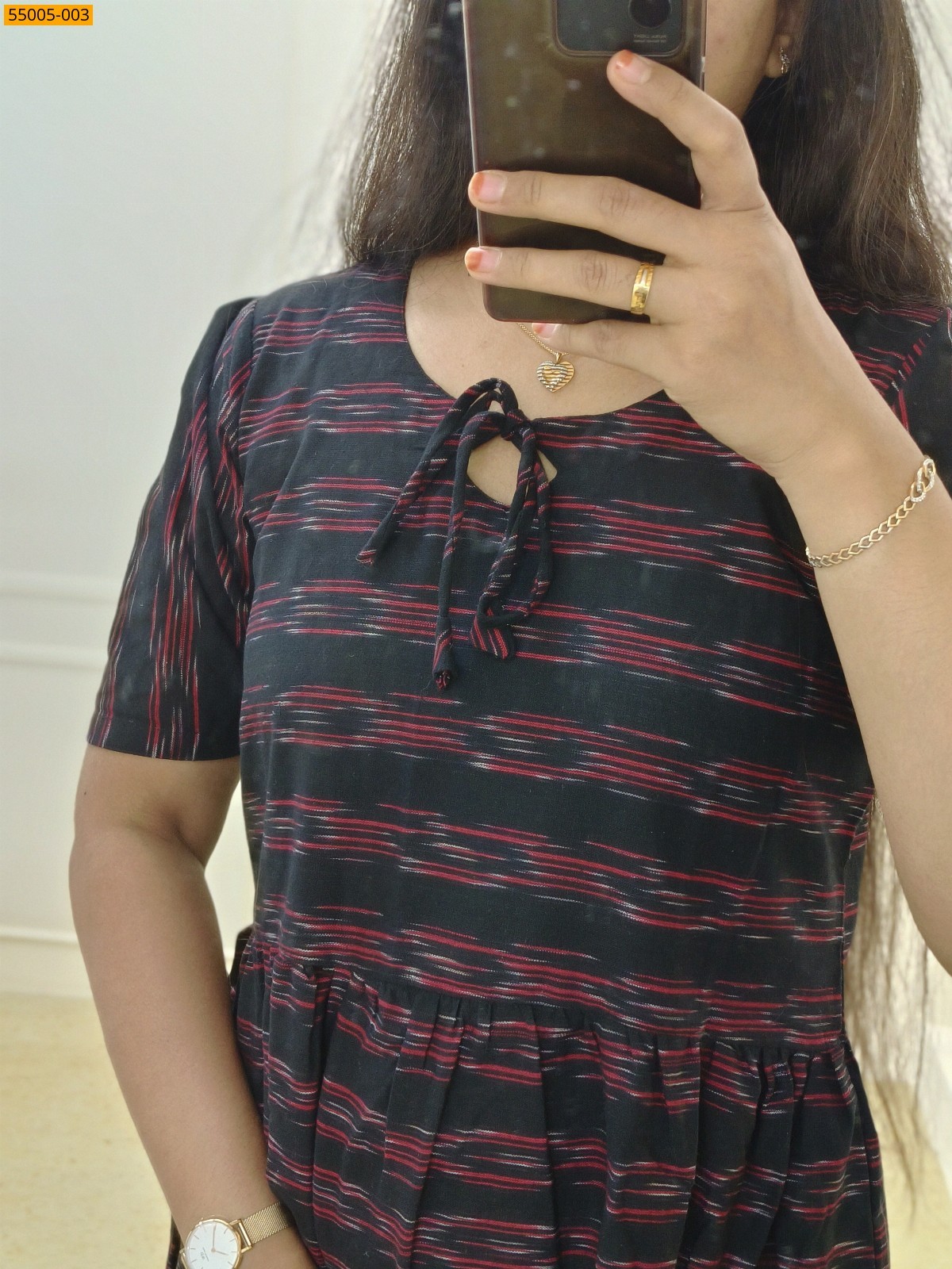 Black Ikkat Soft Pure Cotton Kurti