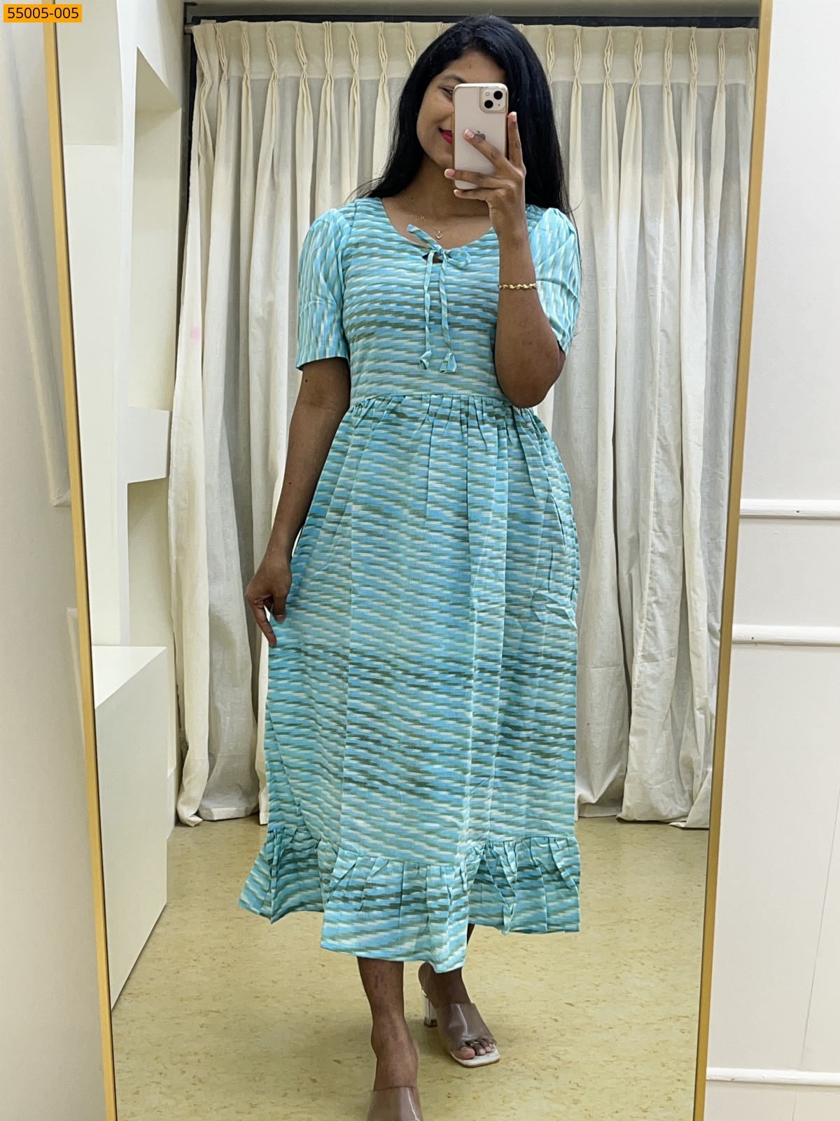 Blue Ikkat Soft Pure Cotton Kurti