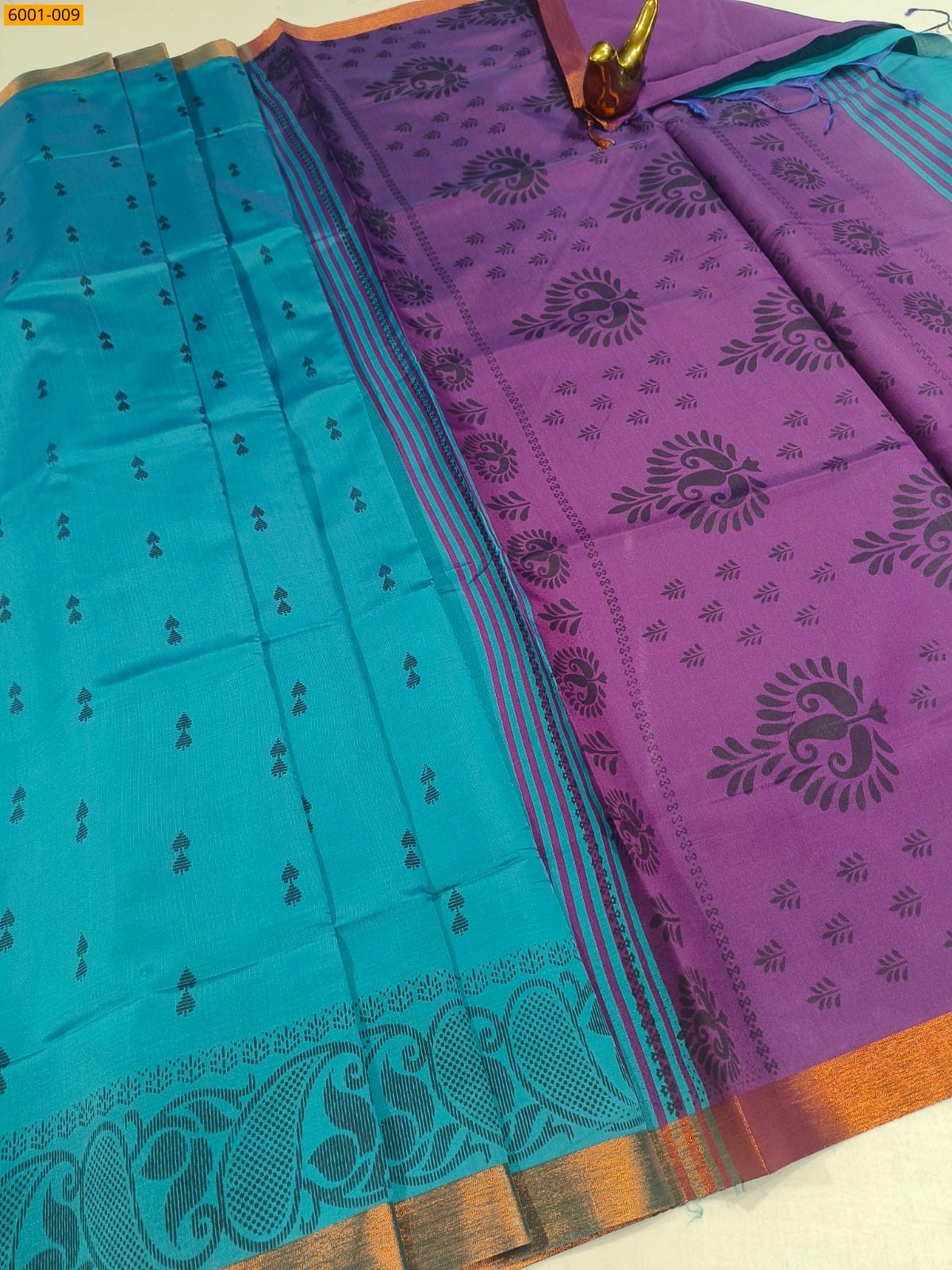 Teal Blue Raw soft silk sarees