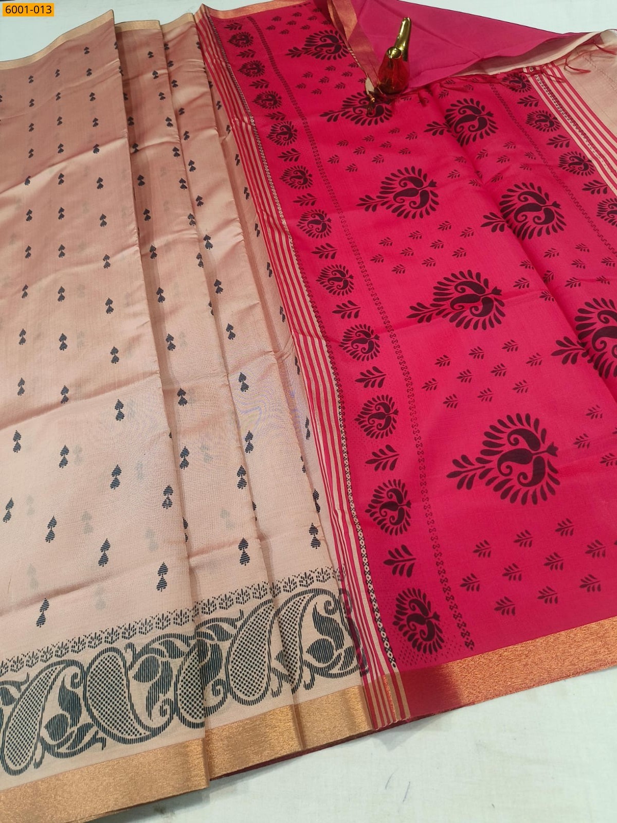 Peach Raw soft silk sarees