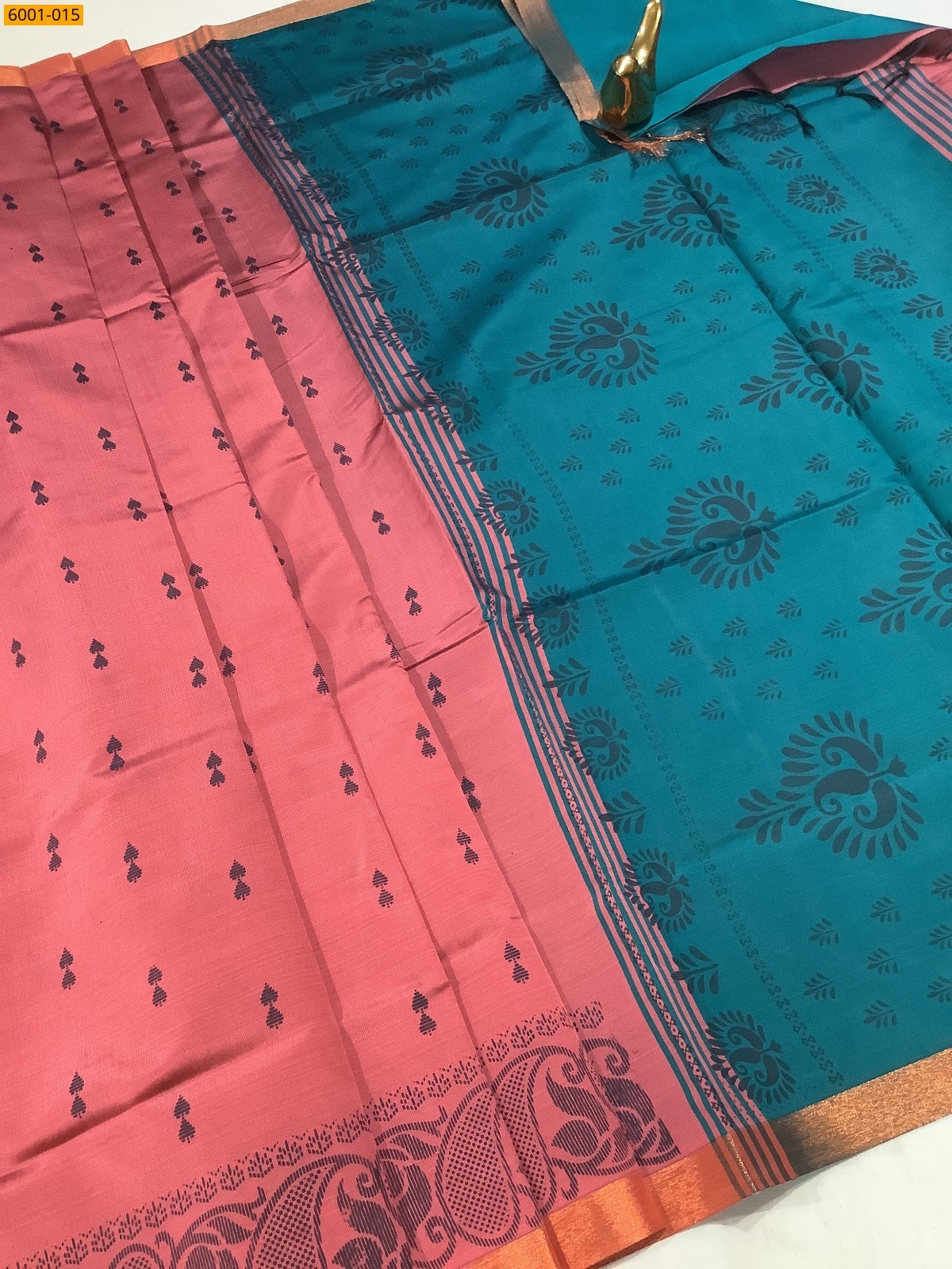 Peach Raw soft silk sarees