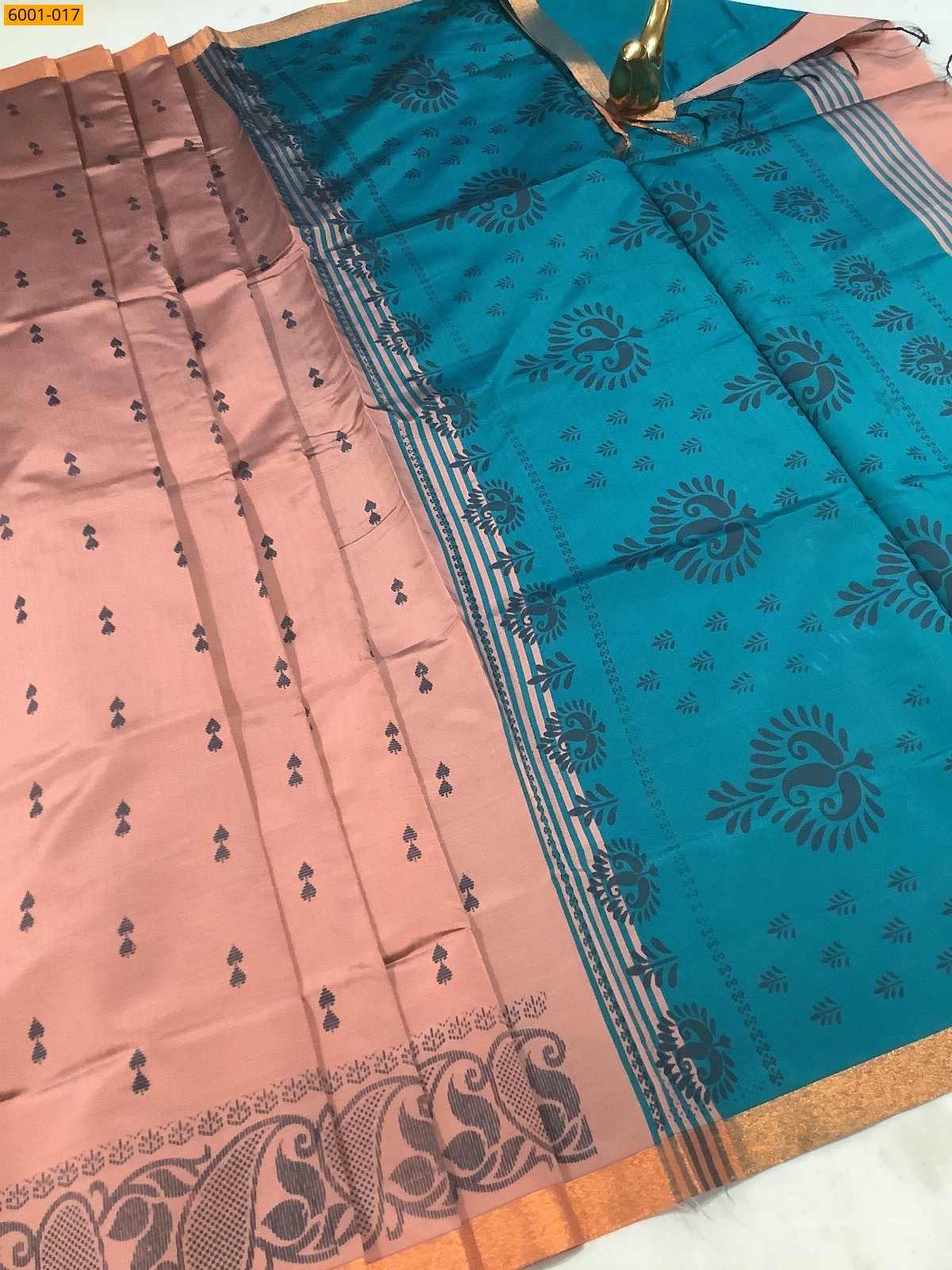 Peach Raw soft silk sarees