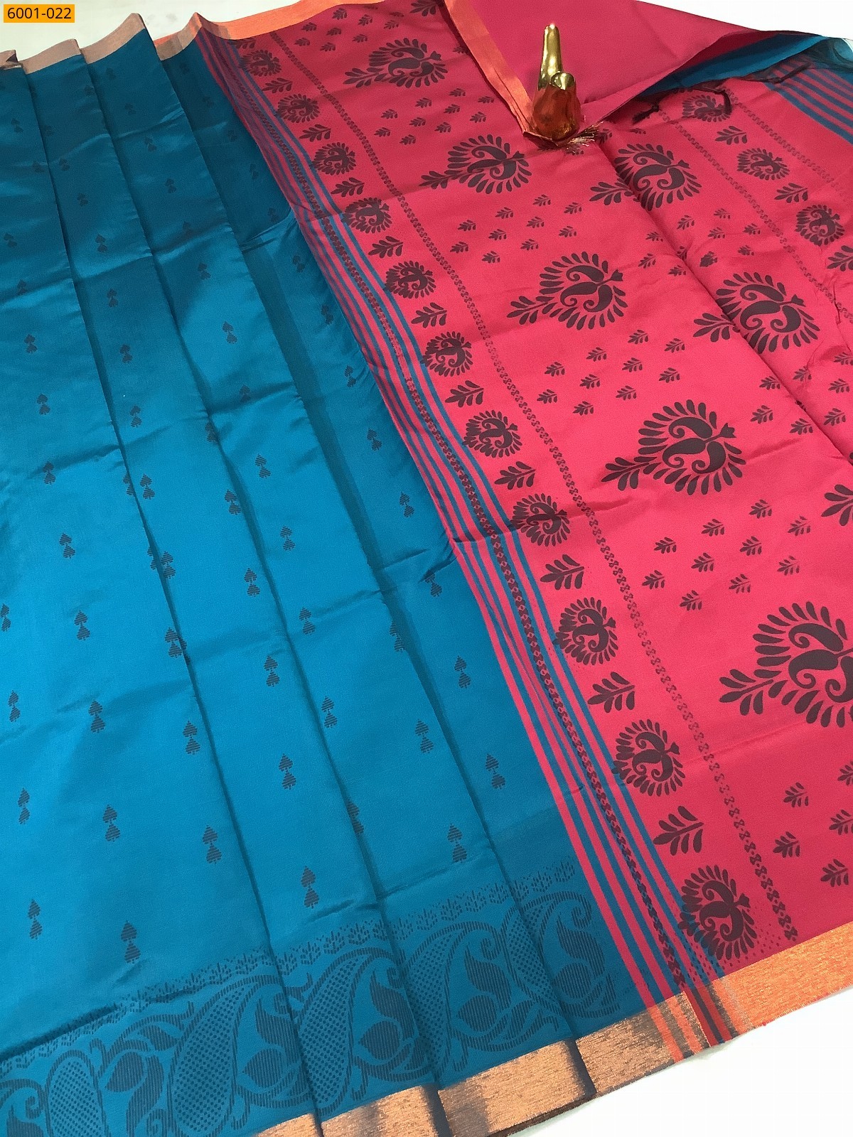 Teal Blue Raw soft silk sarees