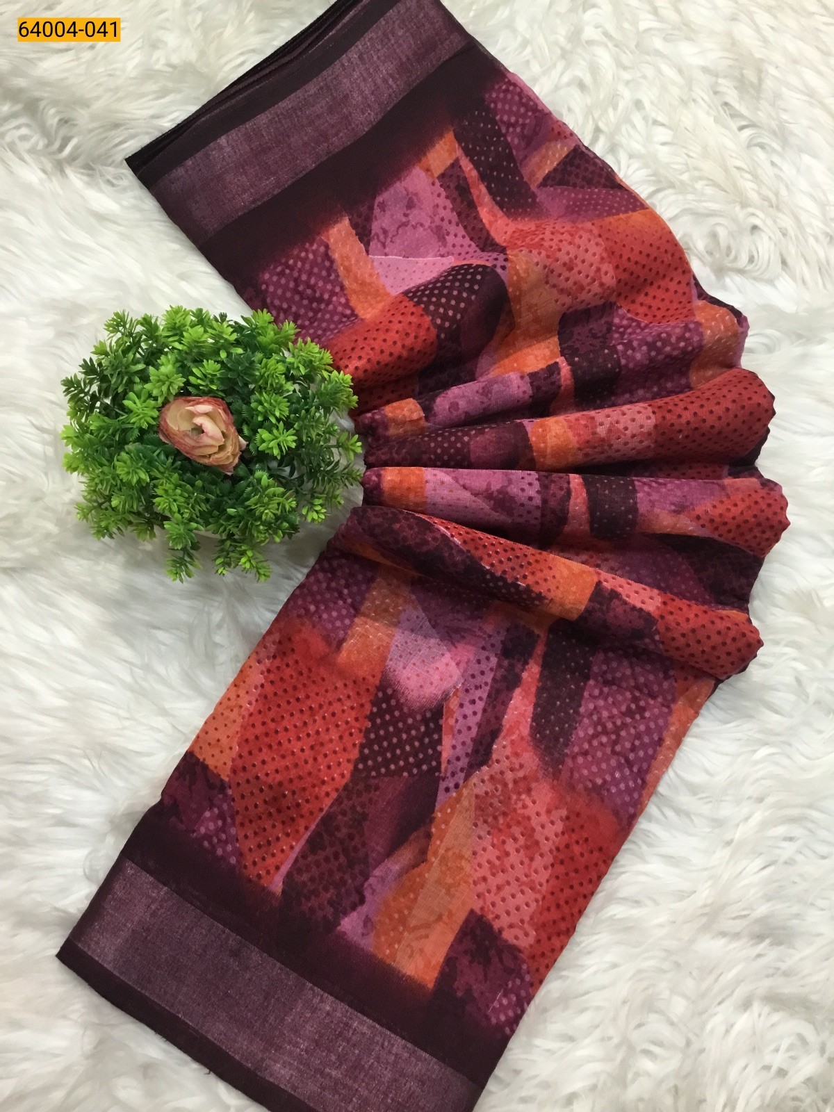 Dark Blue Linen cotton printed sarees