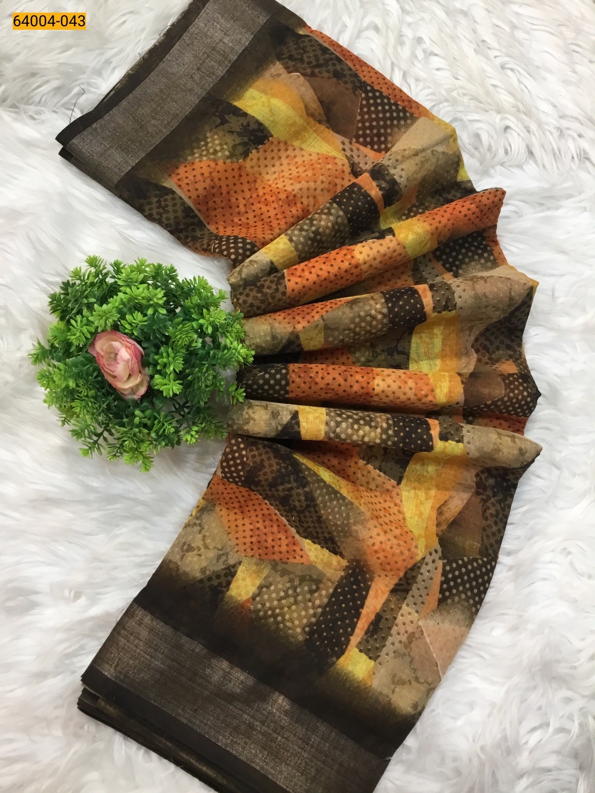 Linen cotton printed sarees