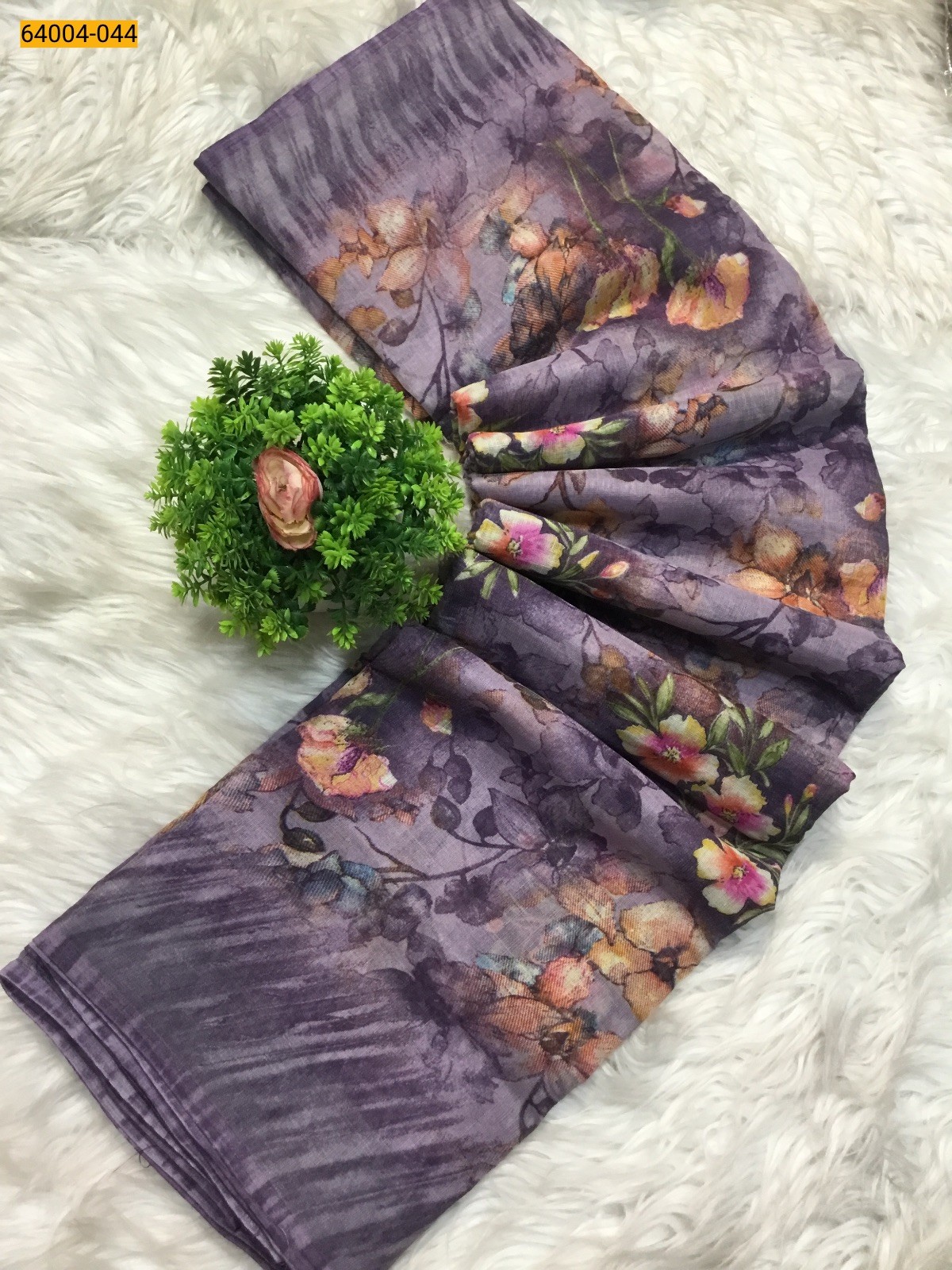 Linen cotton printed sarees