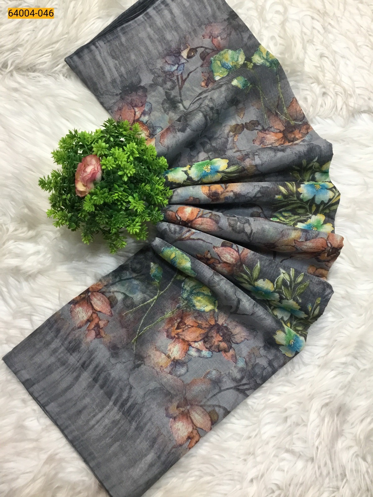 Linen cotton printed sarees