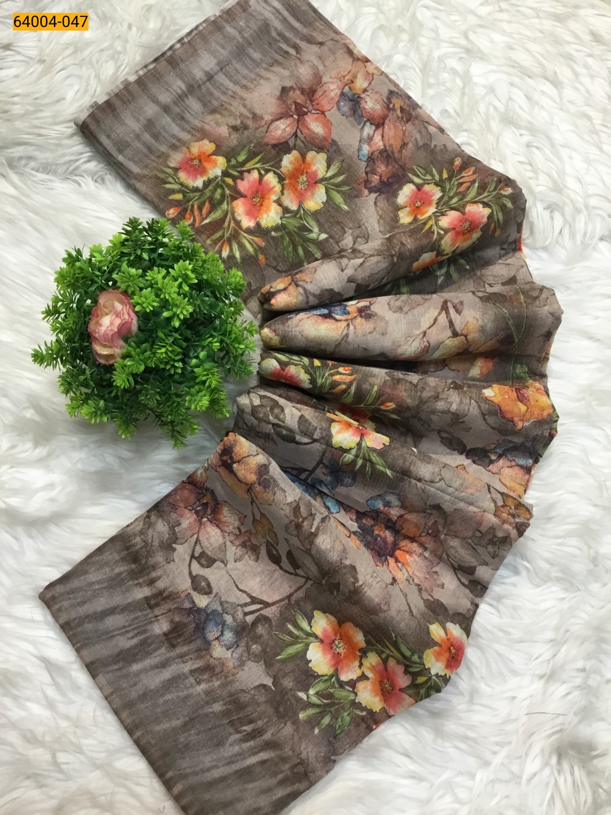 Linen cotton printed sarees