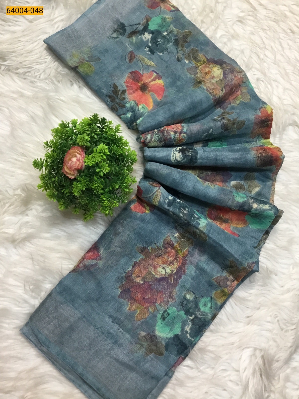 Linen cotton printed sarees