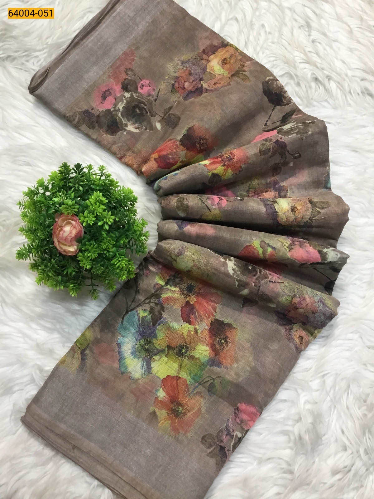 Linen cotton printed sarees