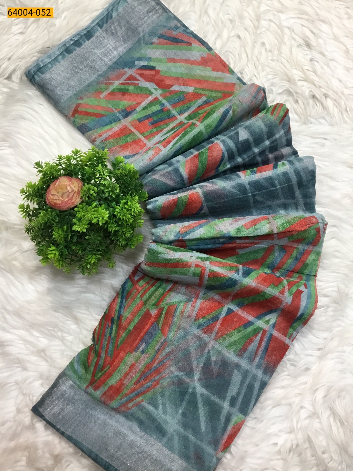 Linen cotton printed sarees
