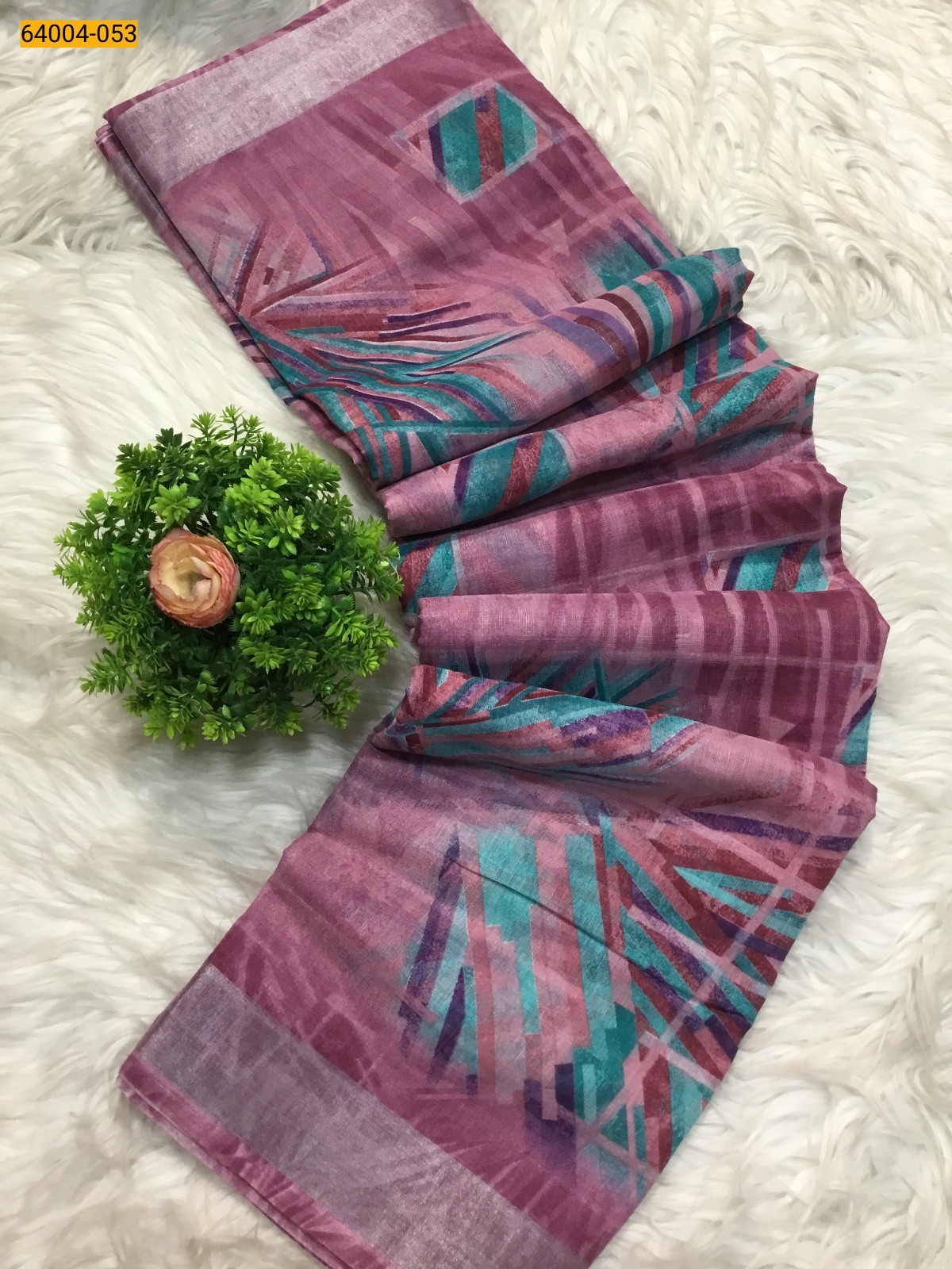 Linen cotton printed sarees
