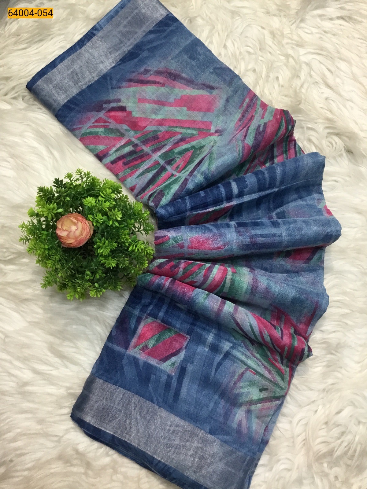 Linen cotton printed sarees