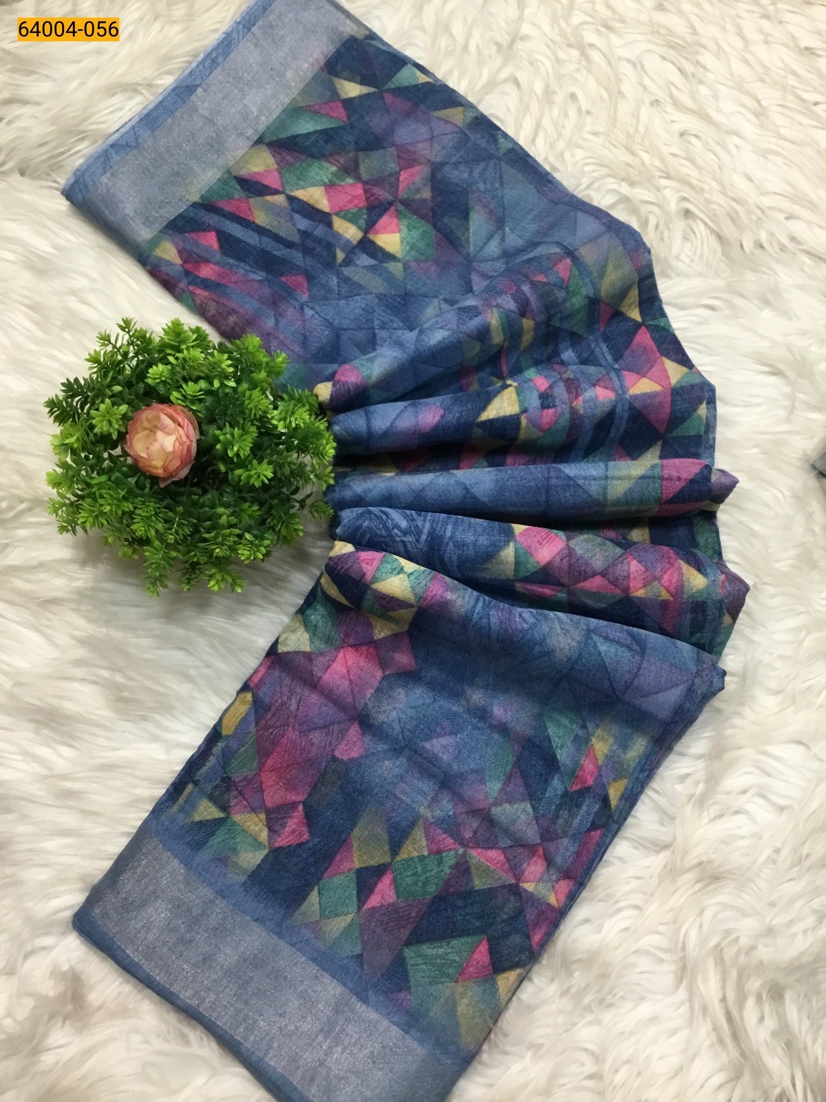 Linen cotton printed sarees