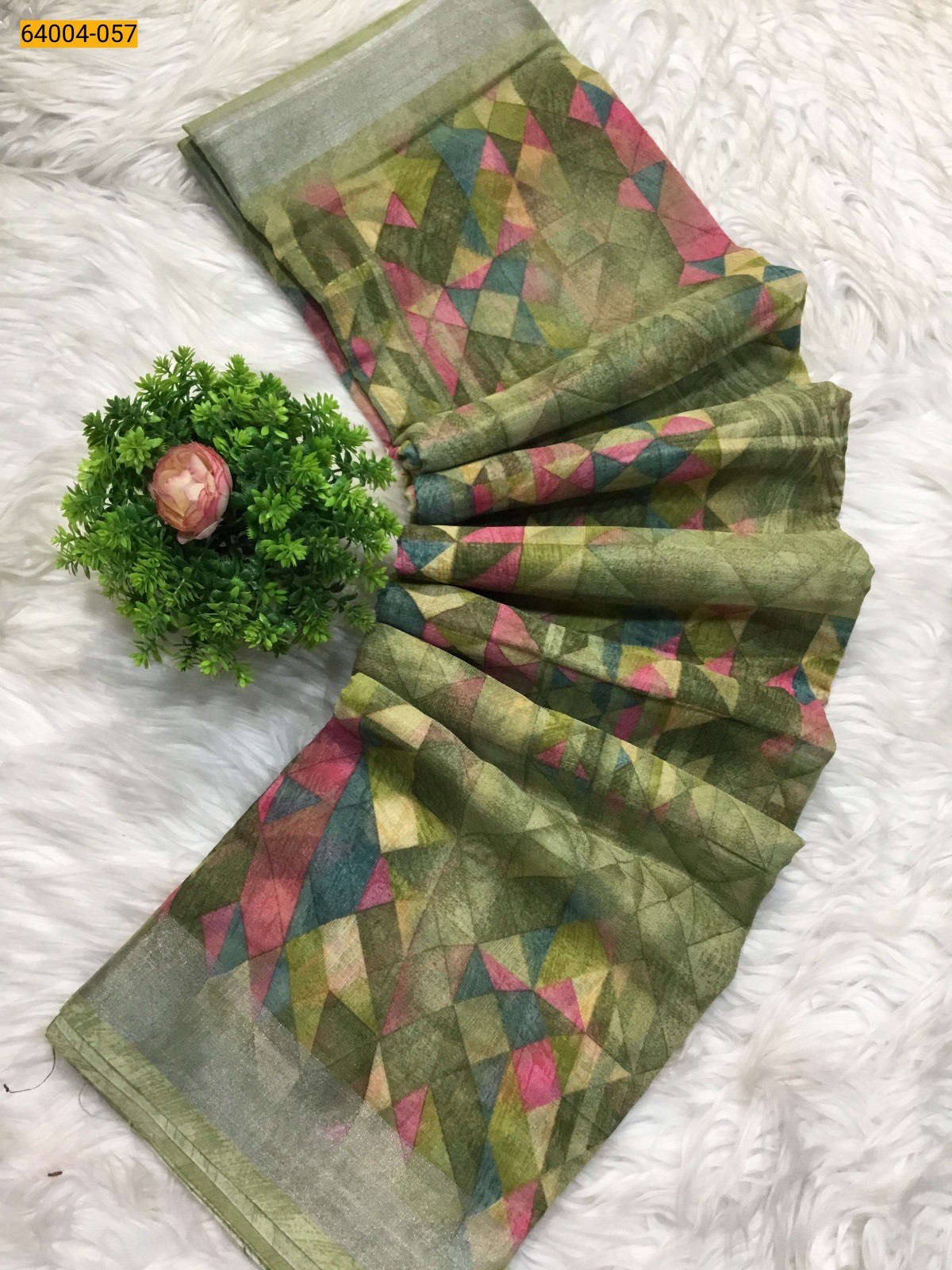 Linen cotton printed sarees