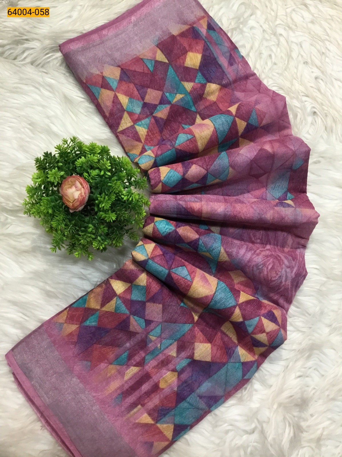 Linen cotton printed sarees