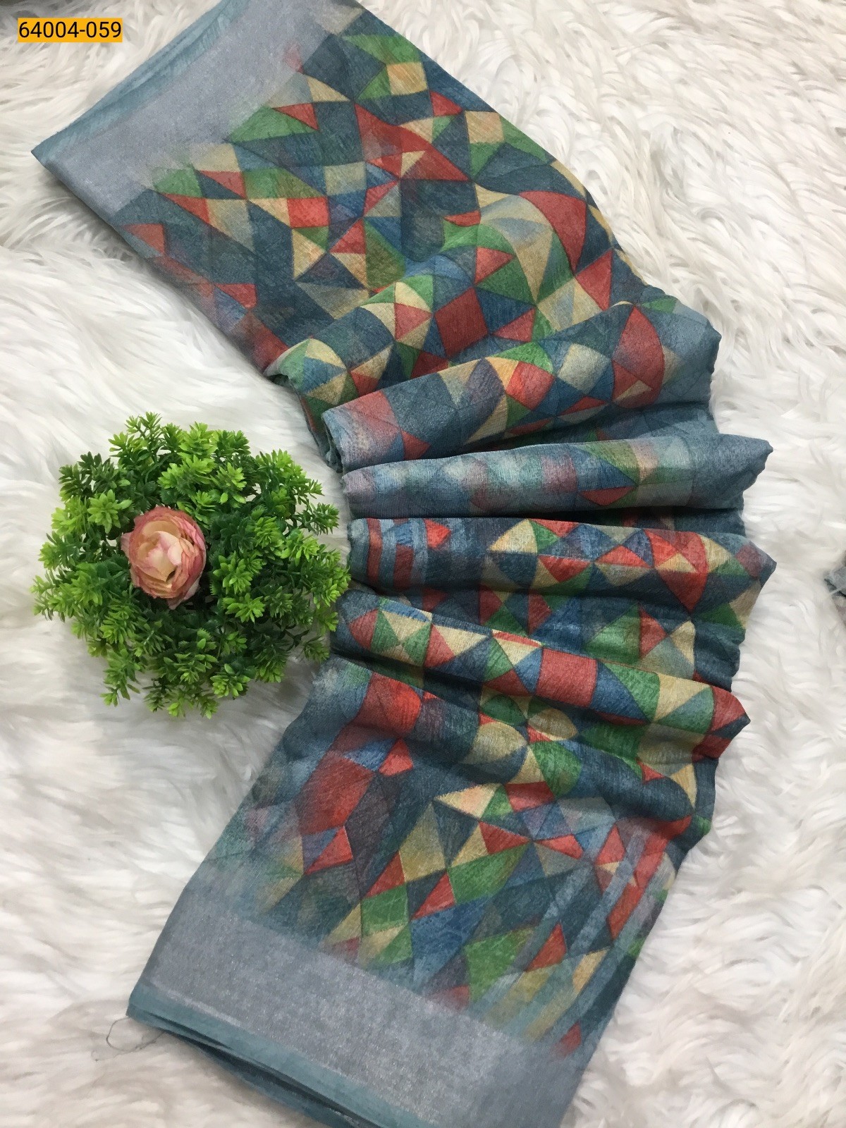 Linen cotton printed sarees