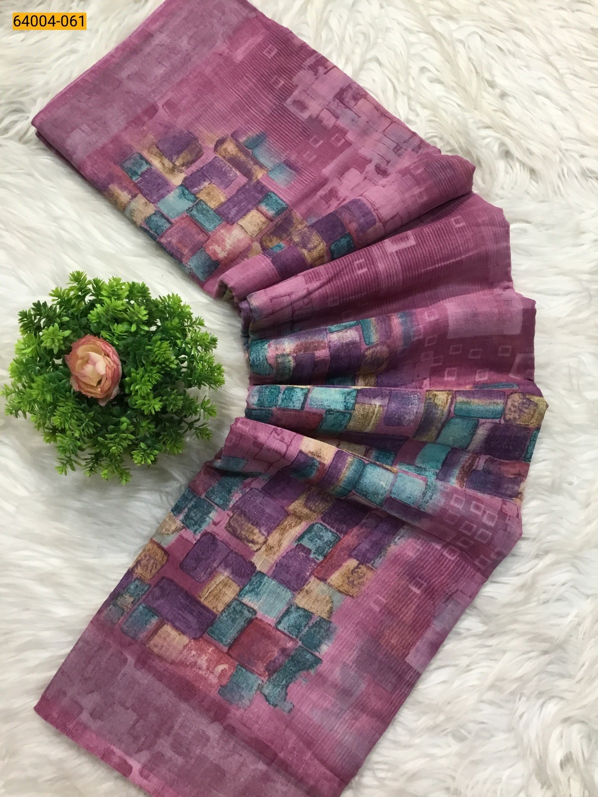 Linen cotton printed sarees