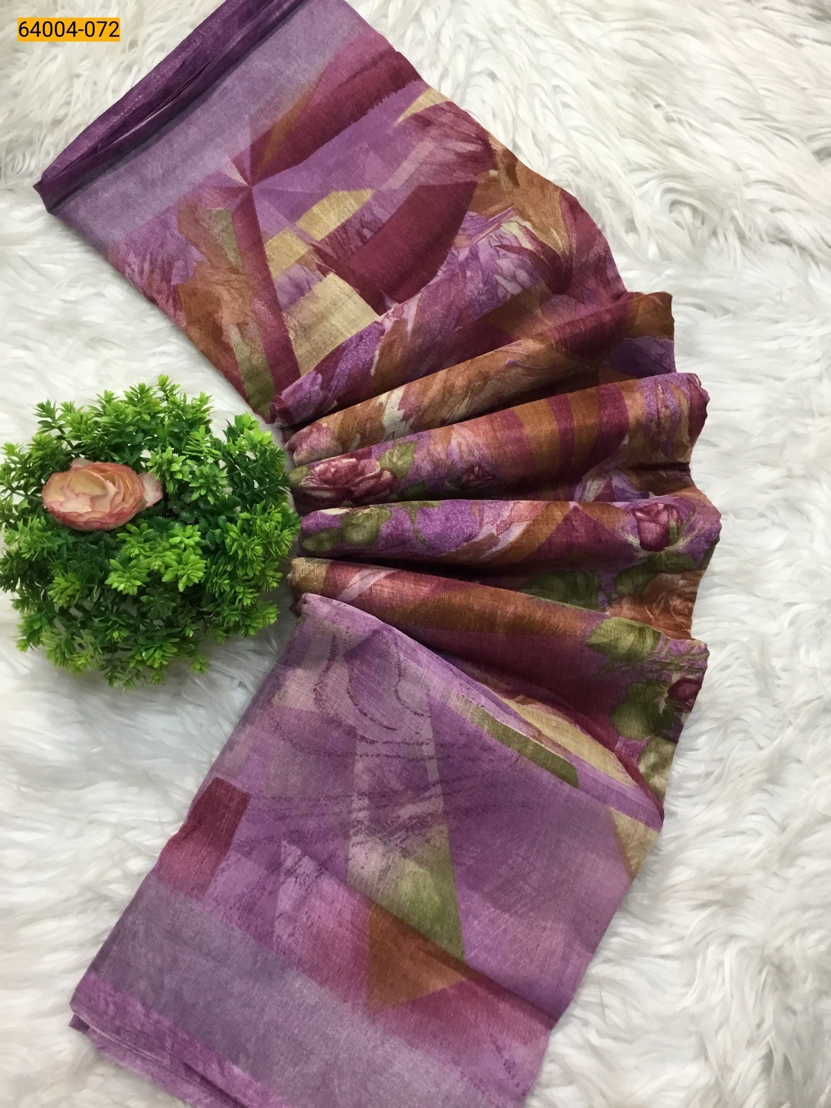 Linen cotton printed sarees