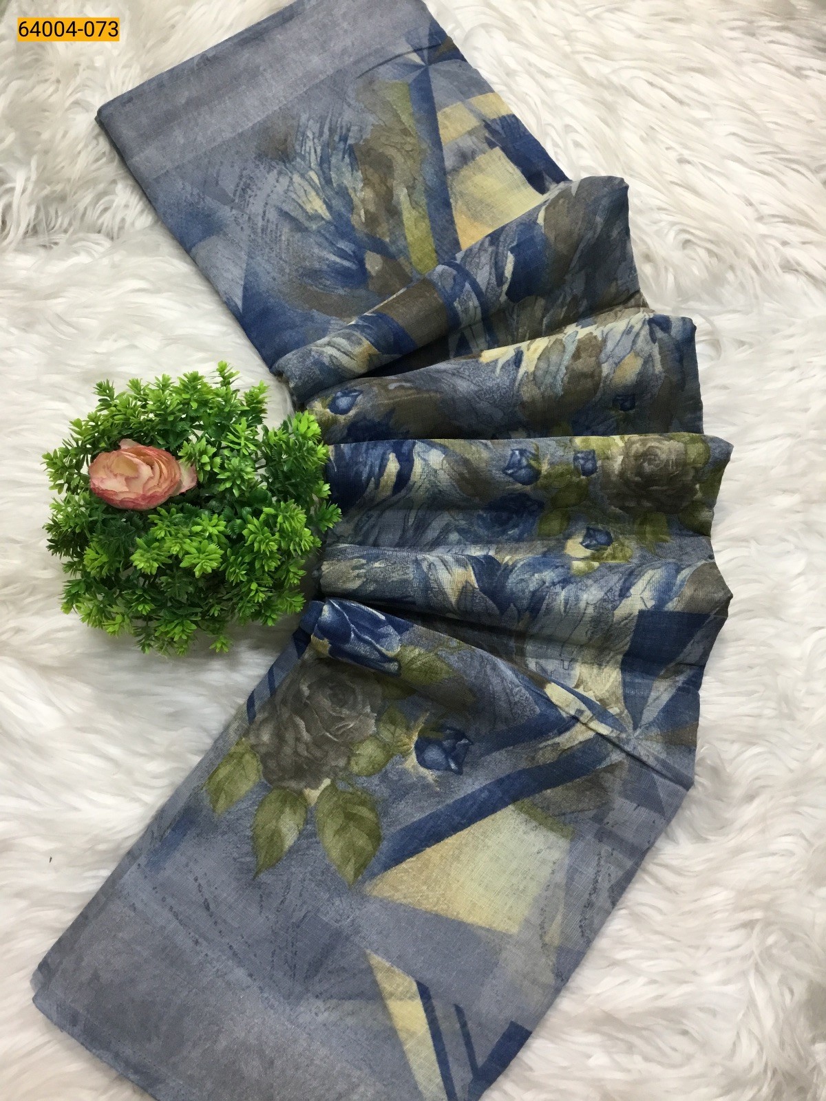 Linen cotton printed sarees