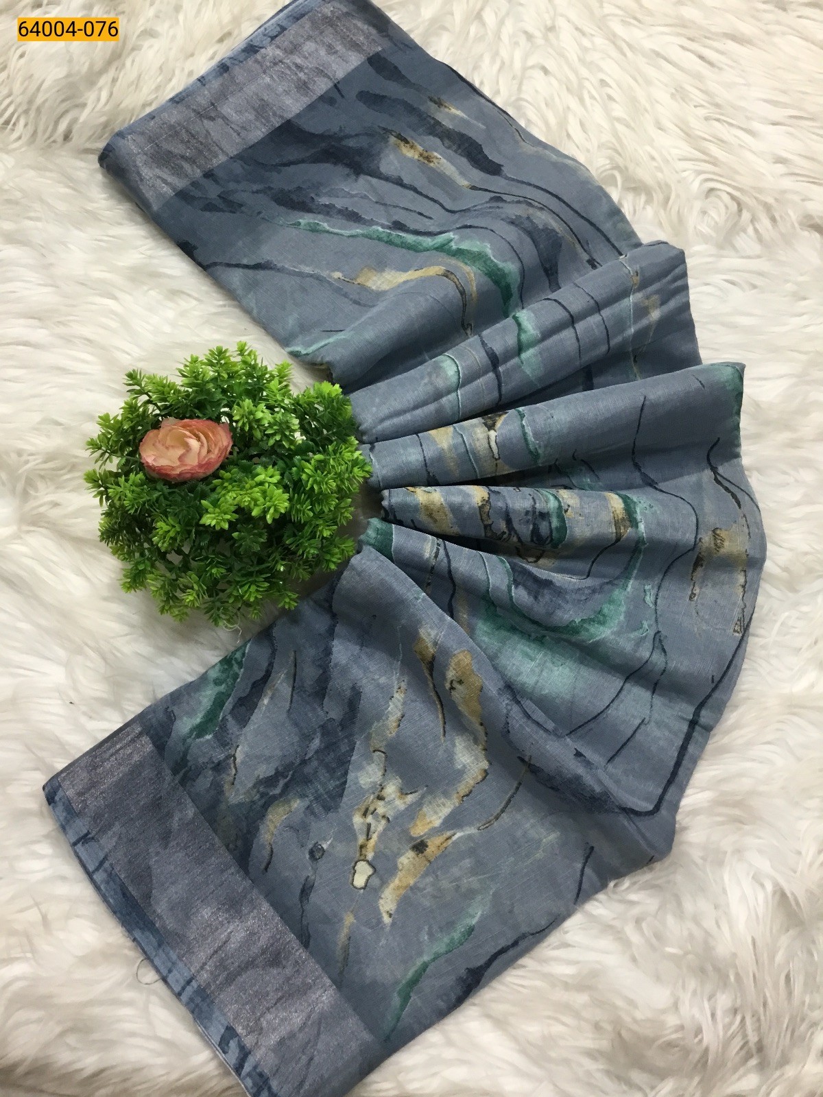 Linen cotton printed sarees