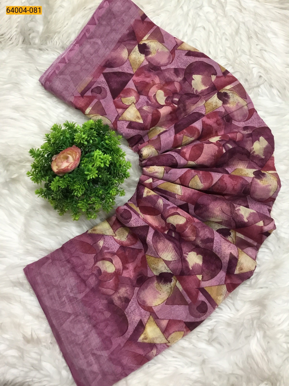 Pink Linen cotton printed sarees