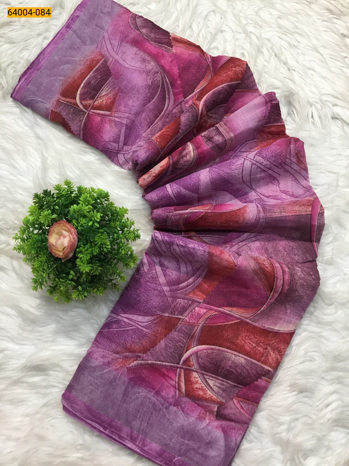 Pink Linen cotton printed sarees