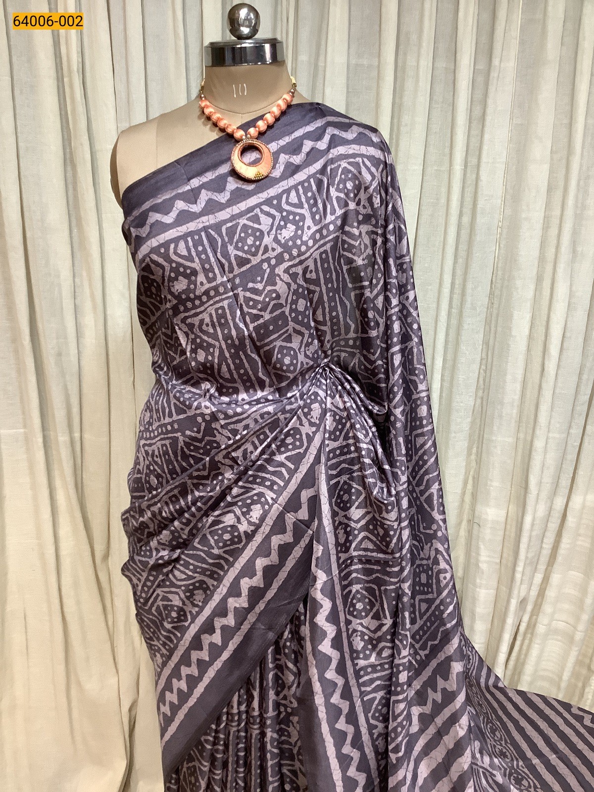 Gray Crepe Silk Saree