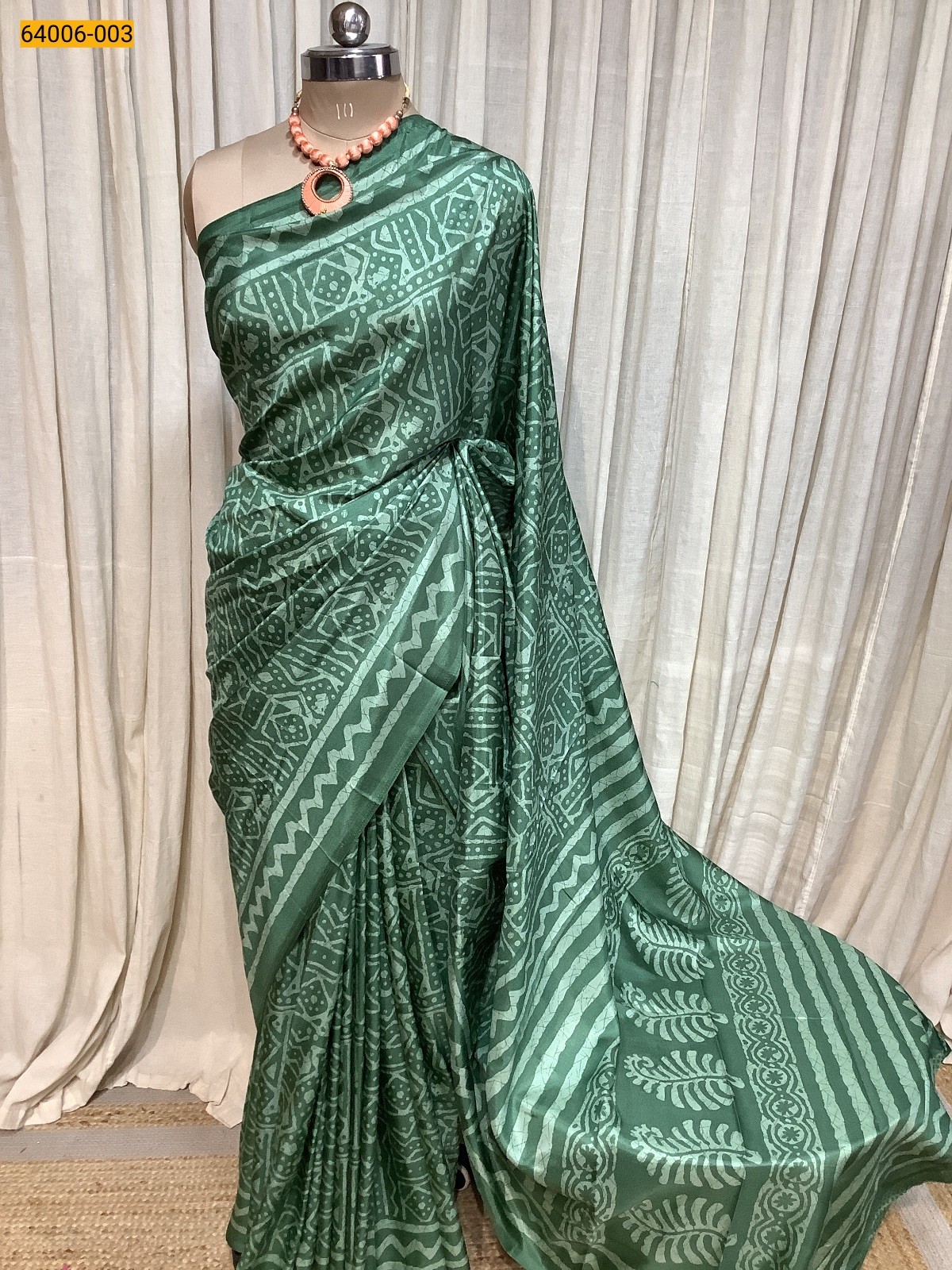 Green Crepe Silk Saree