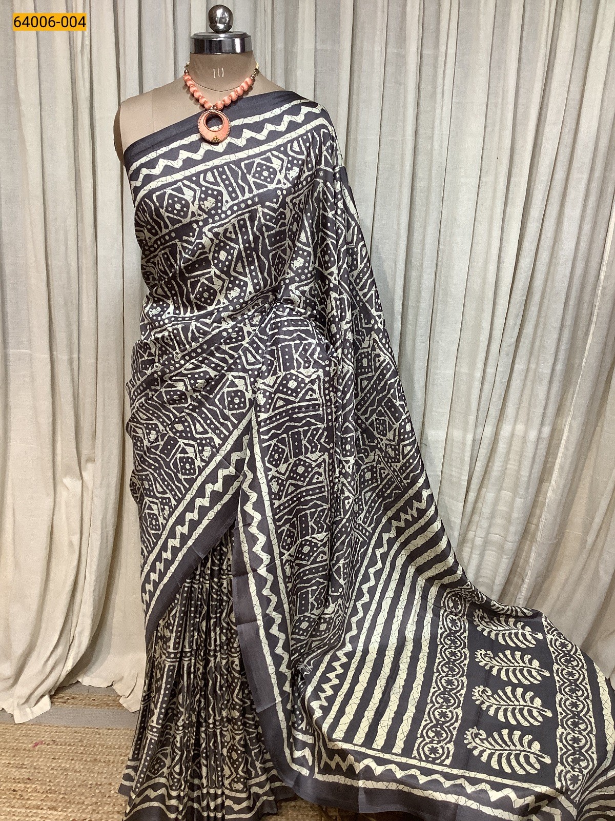 Gray Crepe Silk Saree