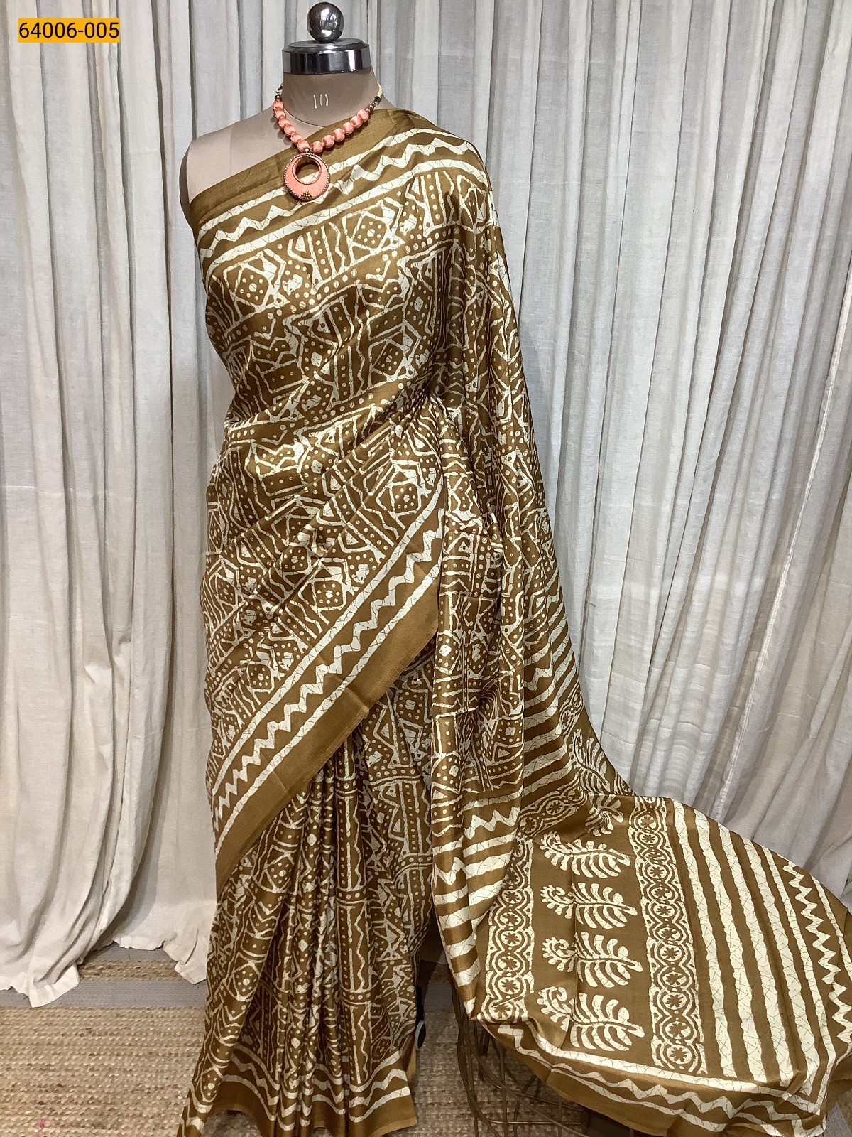 Sandal Crepe Silk Saree