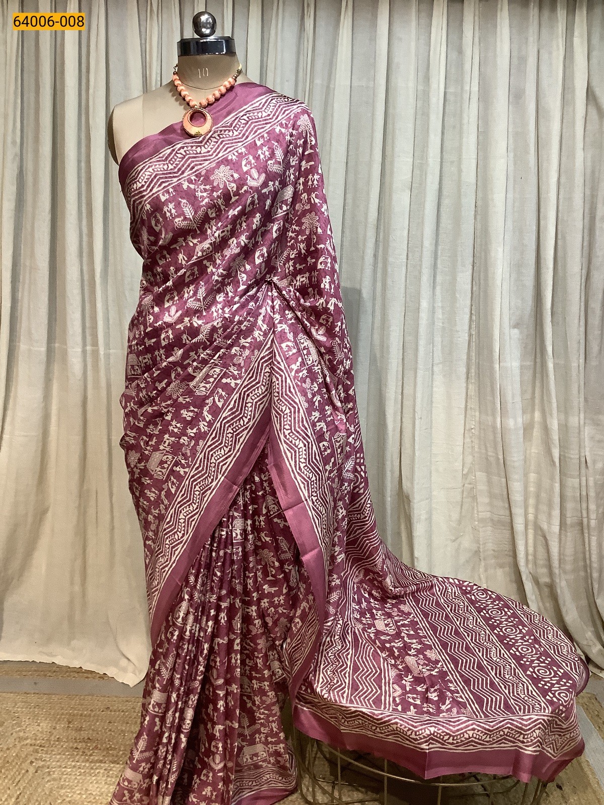 Wine Crepe Silk Saree