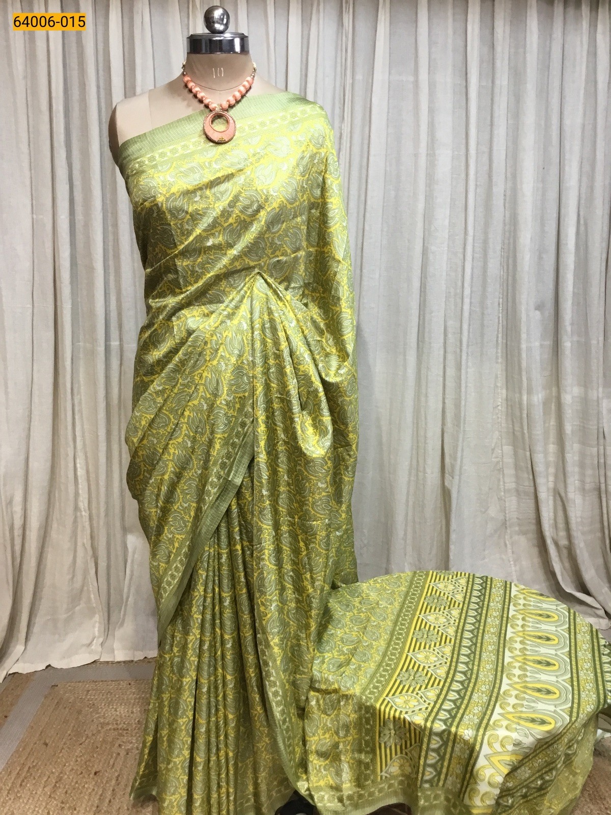 Yellow Crepe Silk Saree