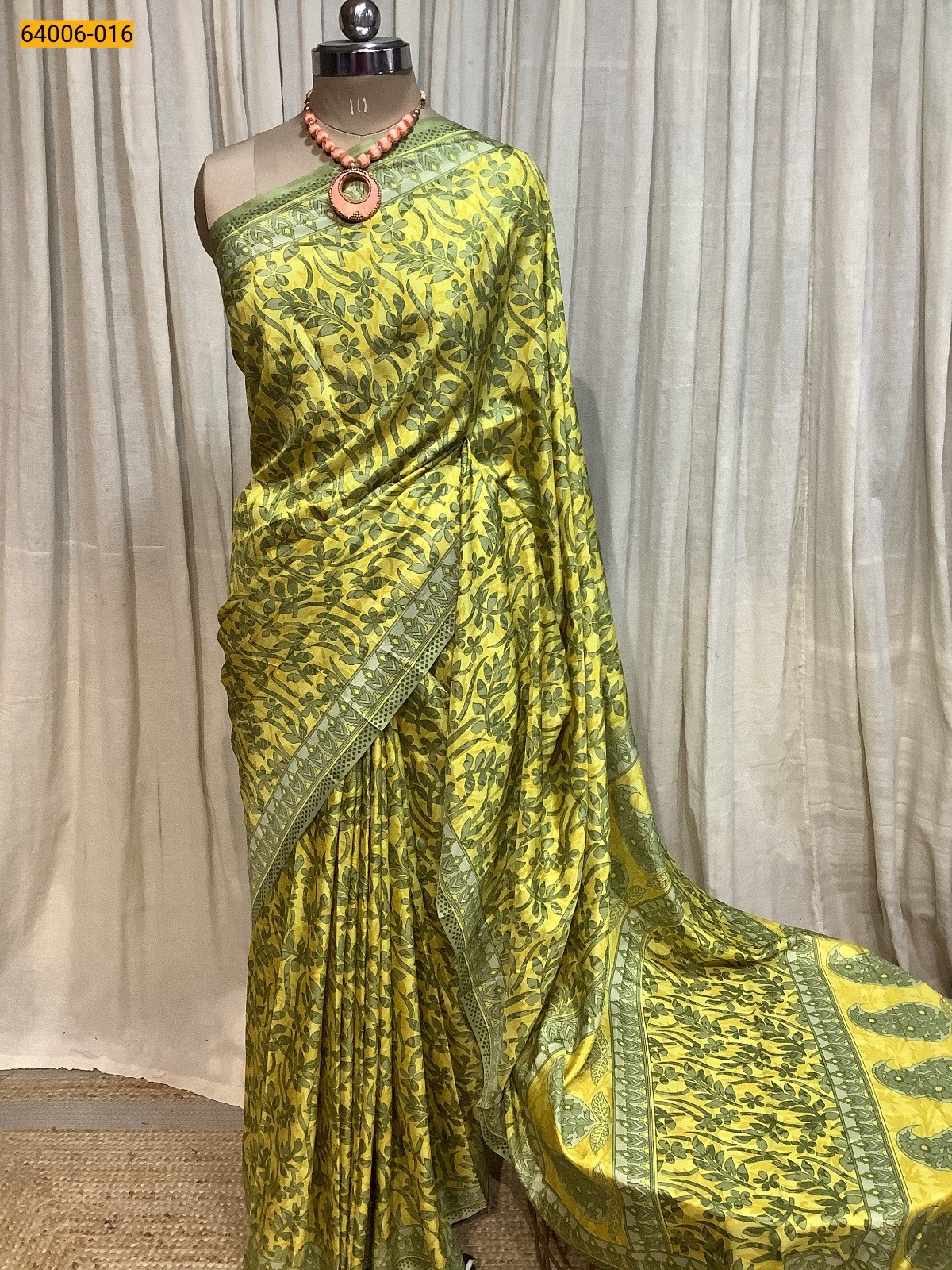 Yellow Crepe Silk Saree