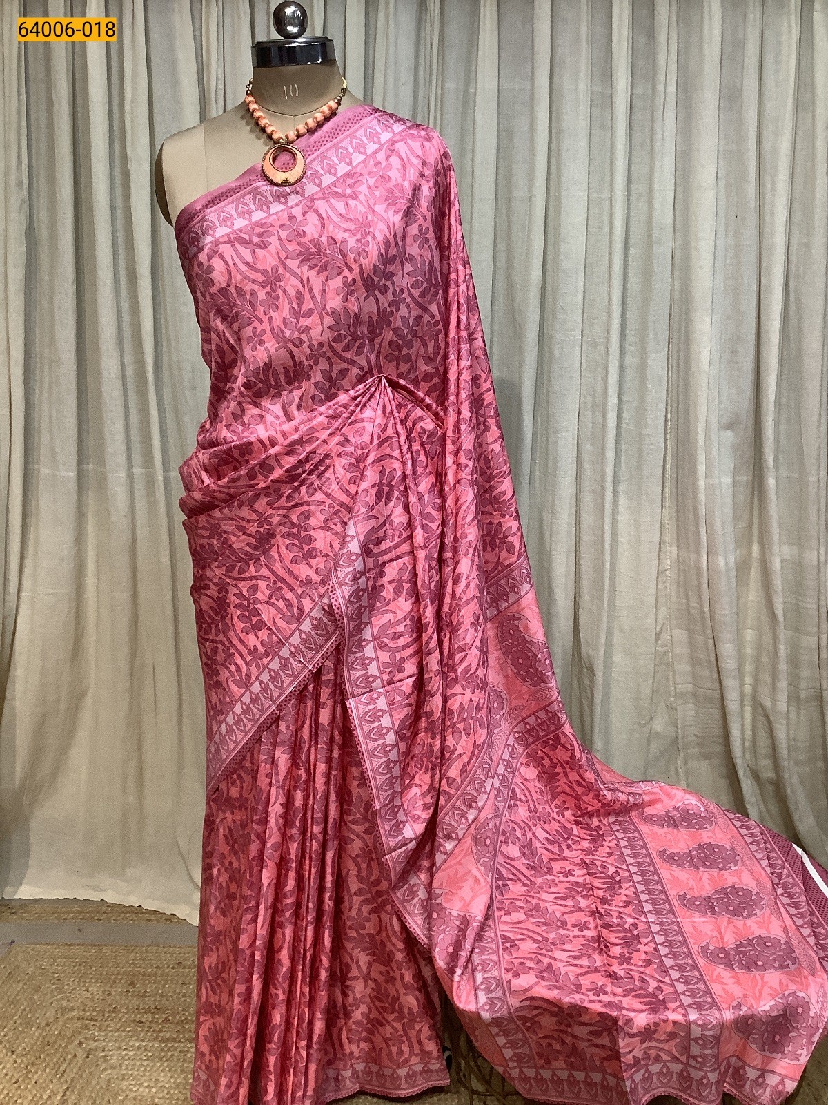 Pink Crepe Silk Saree