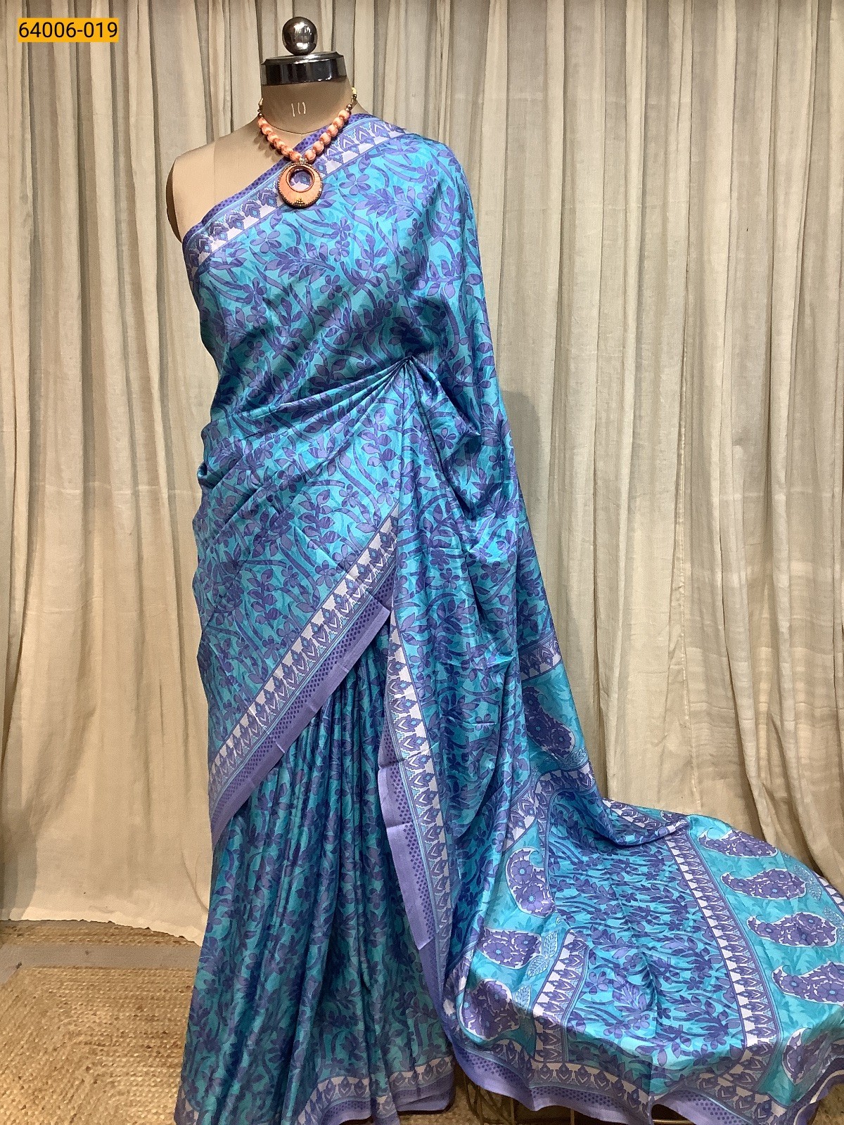 Blue Crepe Silk Saree