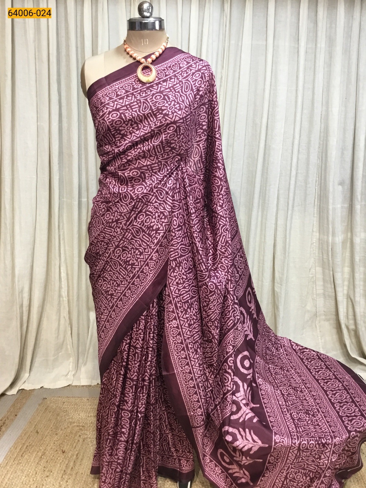 Wine Crepe Silk Saree