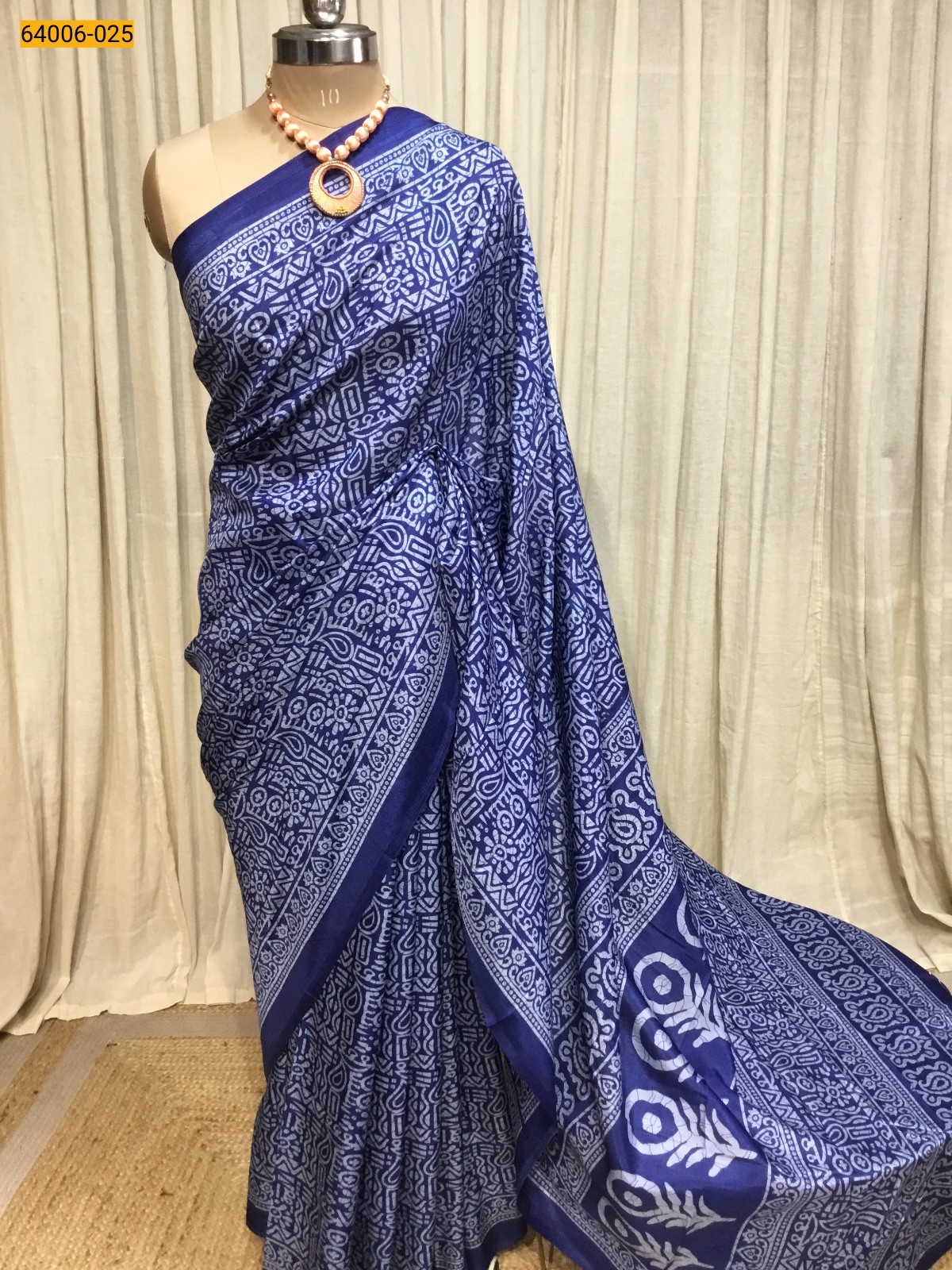 Blue Crepe Silk Saree