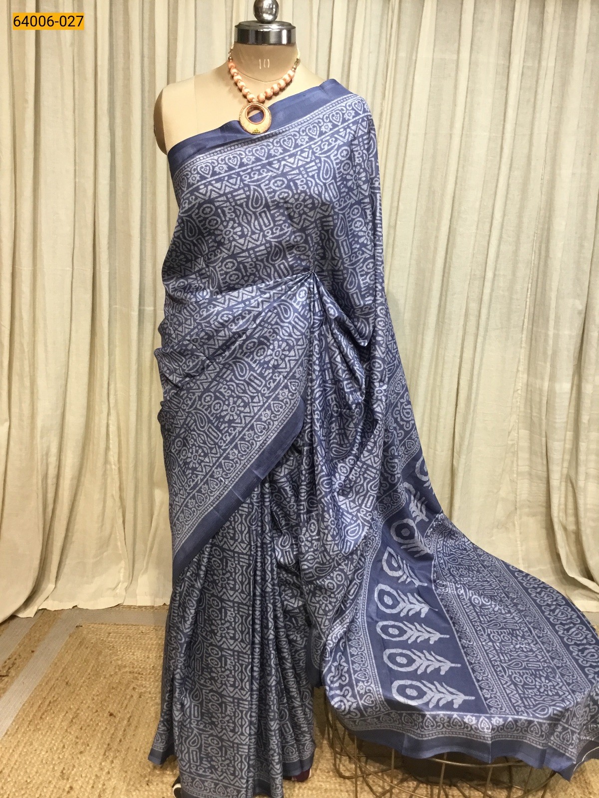 Blue Crepe Silk Saree