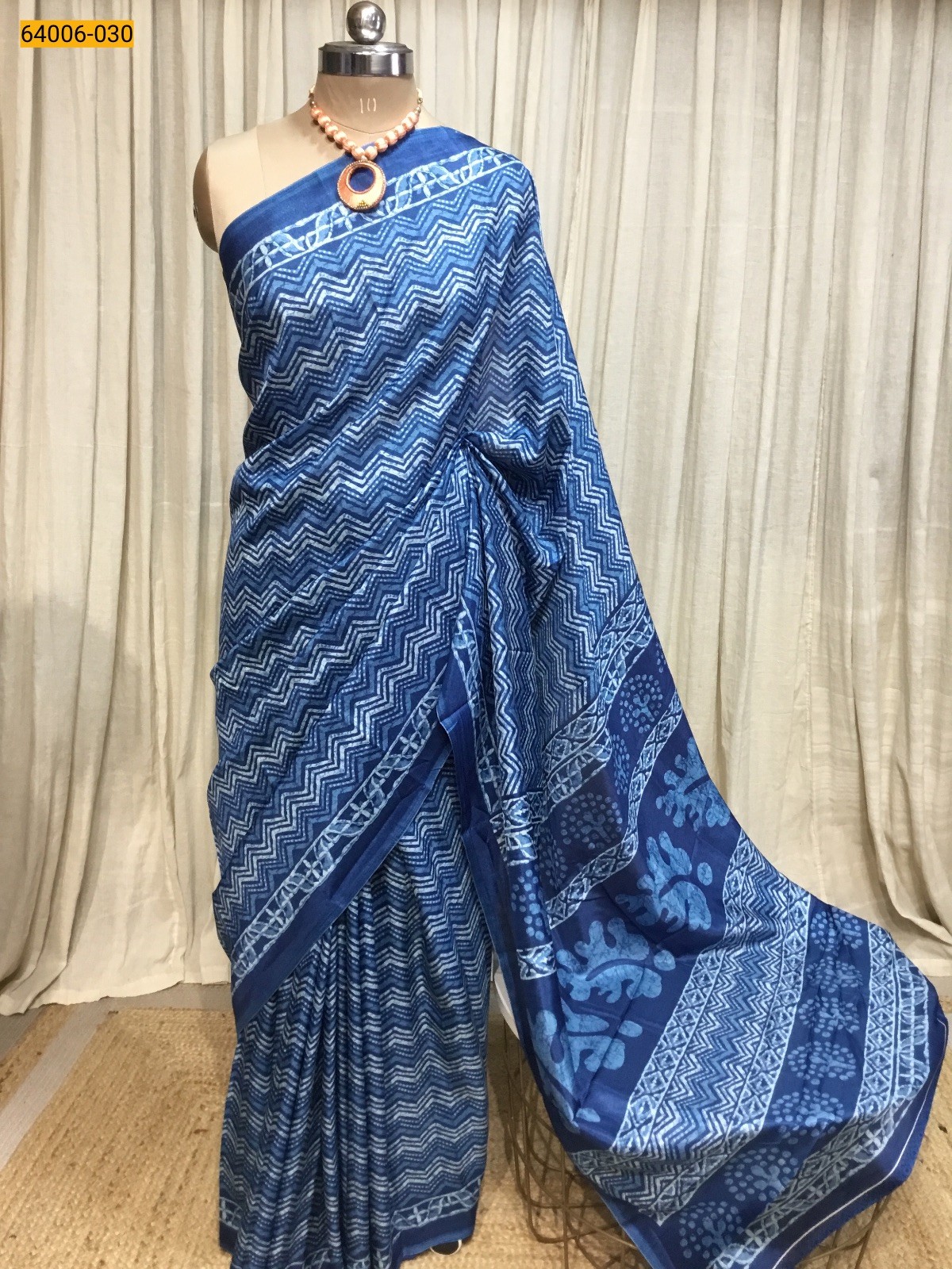 Blue Crepe Silk Saree