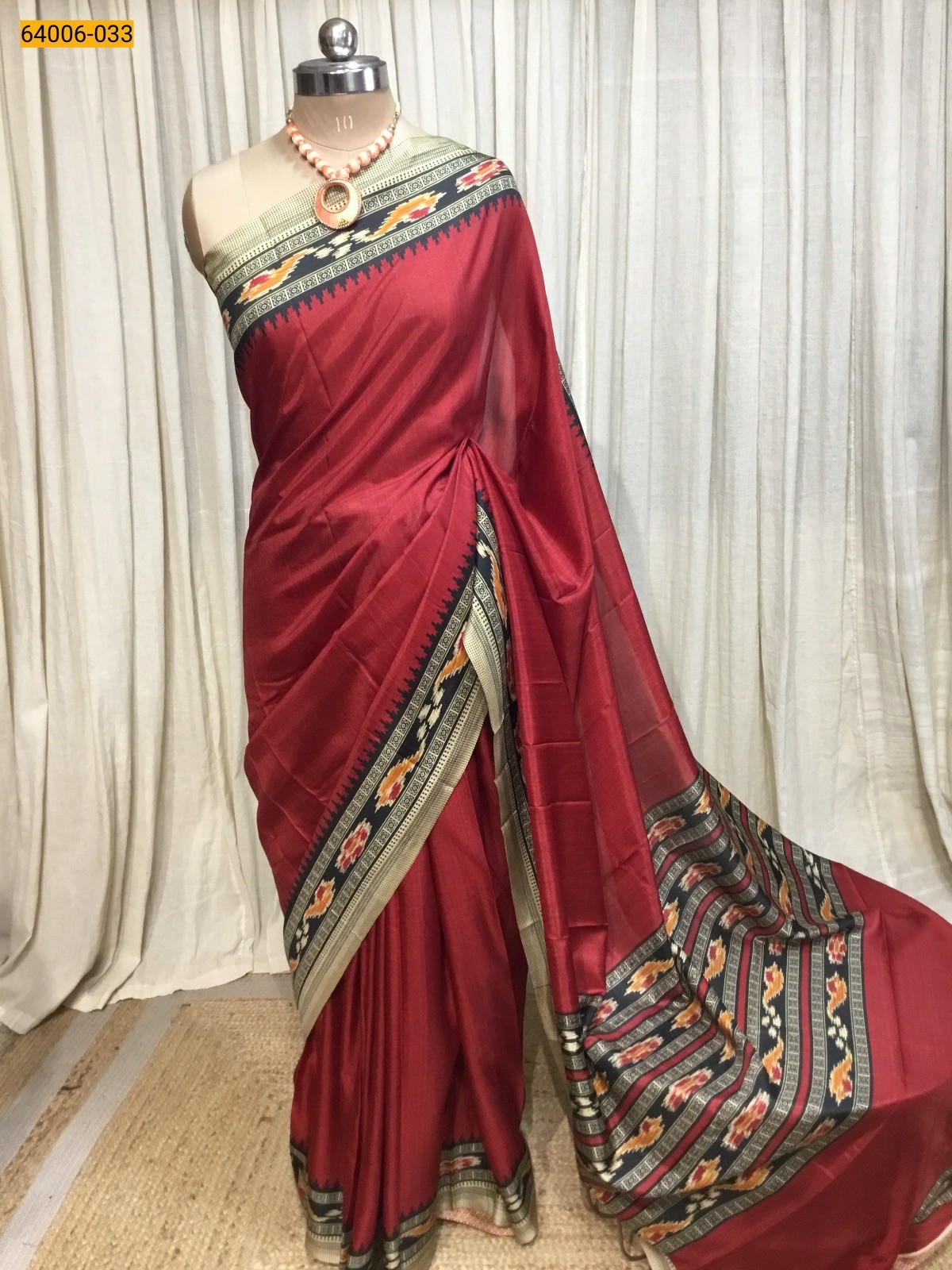 Red Crepe Silk Saree