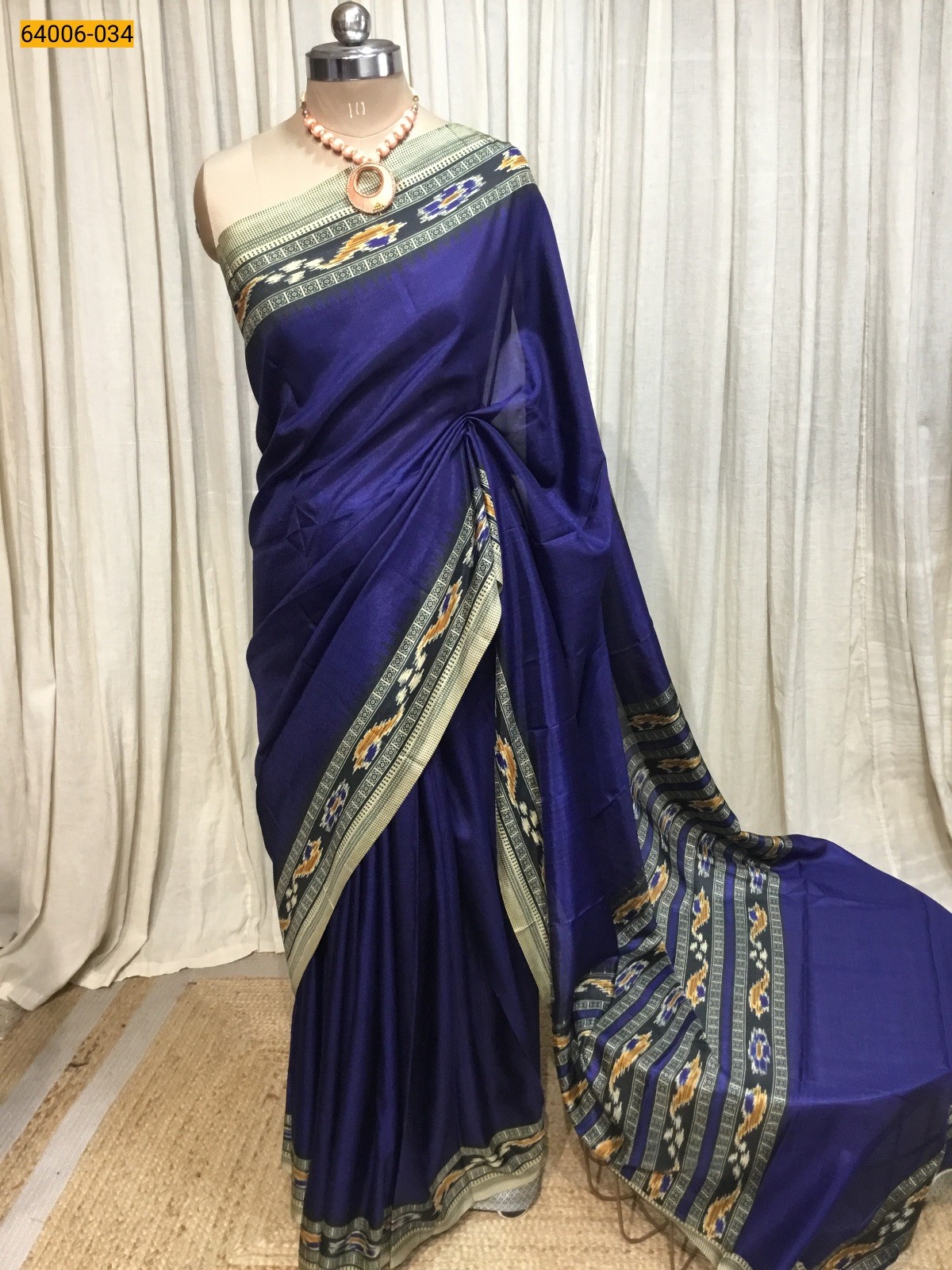 Navy Blue Crepe Silk Saree