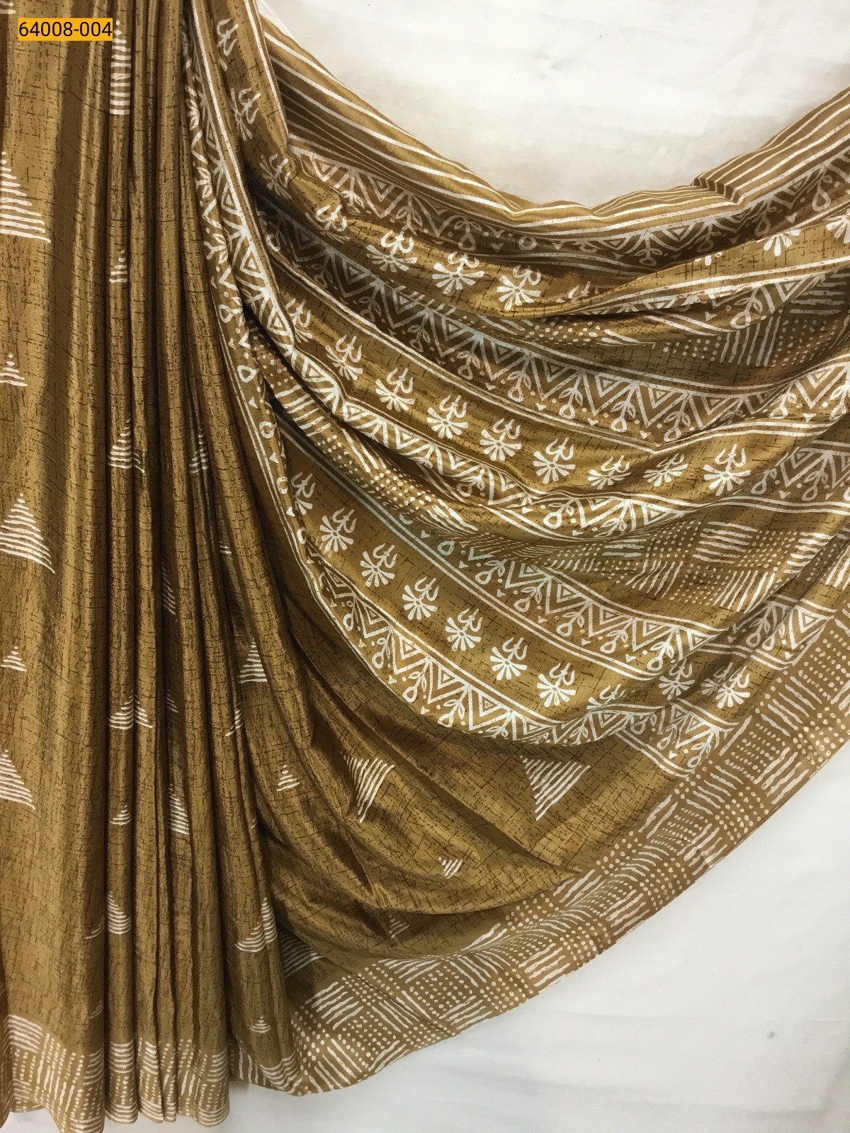 Mustred Yellow Crafty Crape Silk Saree